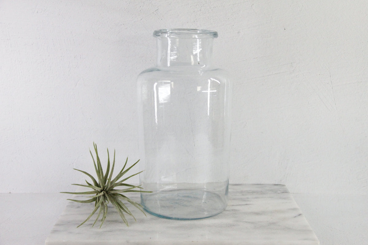 Antique French Glass Jar | Large Blue Tint Pickling Vessel
