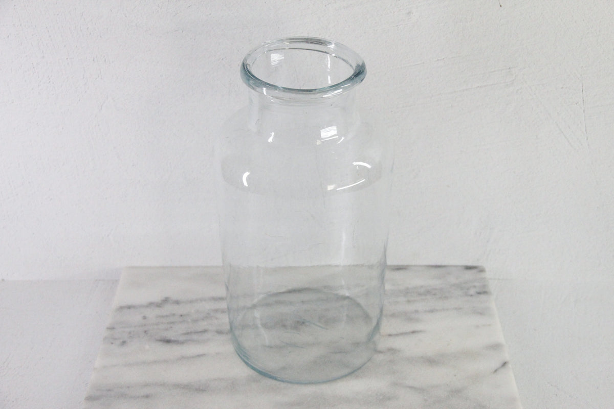 Antique French Glass Jar | Large Blue Tint Pickling Vessel