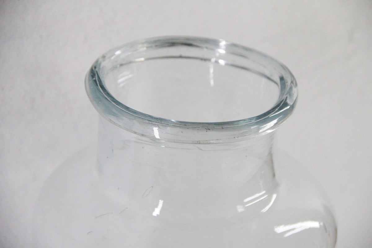 Antique French Glass Jar | Large Blue Tint Pickling Vessel