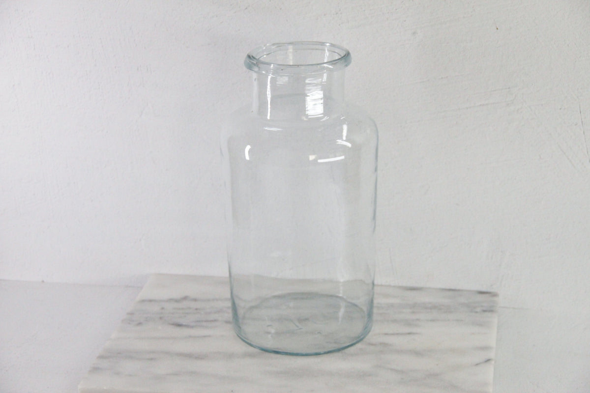 Antique French Glass Jar | Large Blue Tint Pickling Vessel