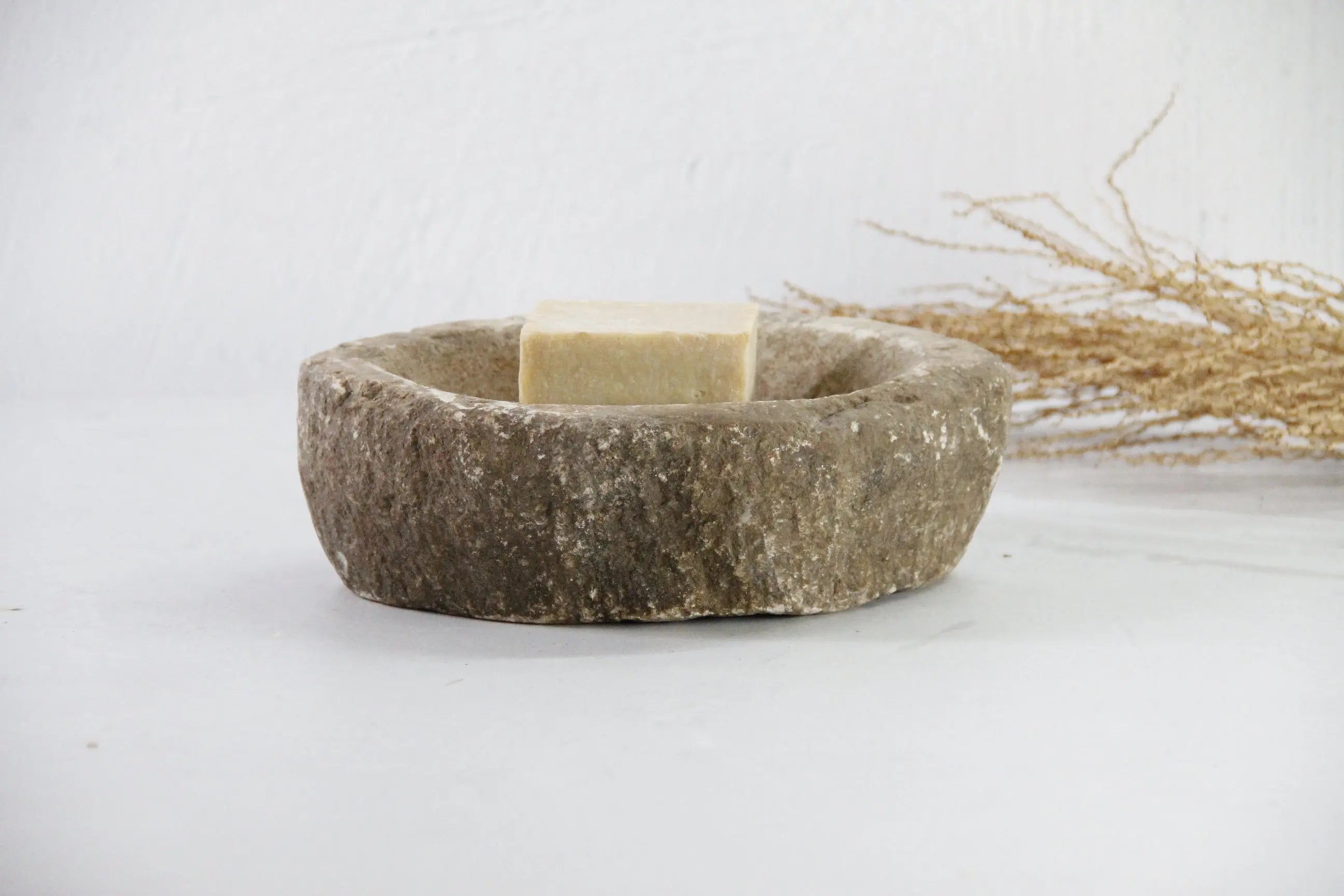 Marble Bowl | Antique Raw Hand Carved Kharal Catchall - 7"  Debra Hall Lifestyle