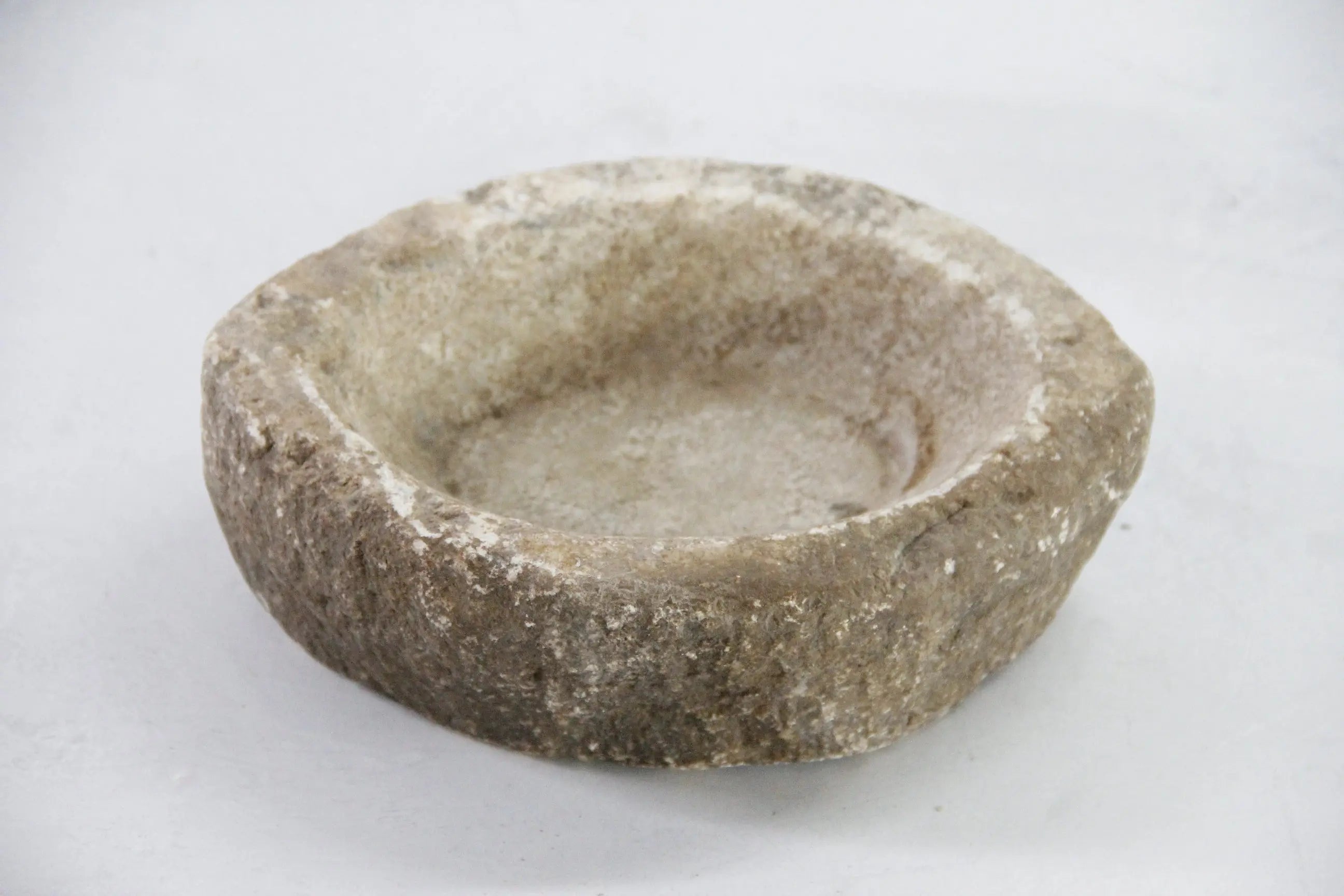 Marble Bowl | Antique Raw Hand Carved Kharal Catchall - 7"  Debra Hall Lifestyle