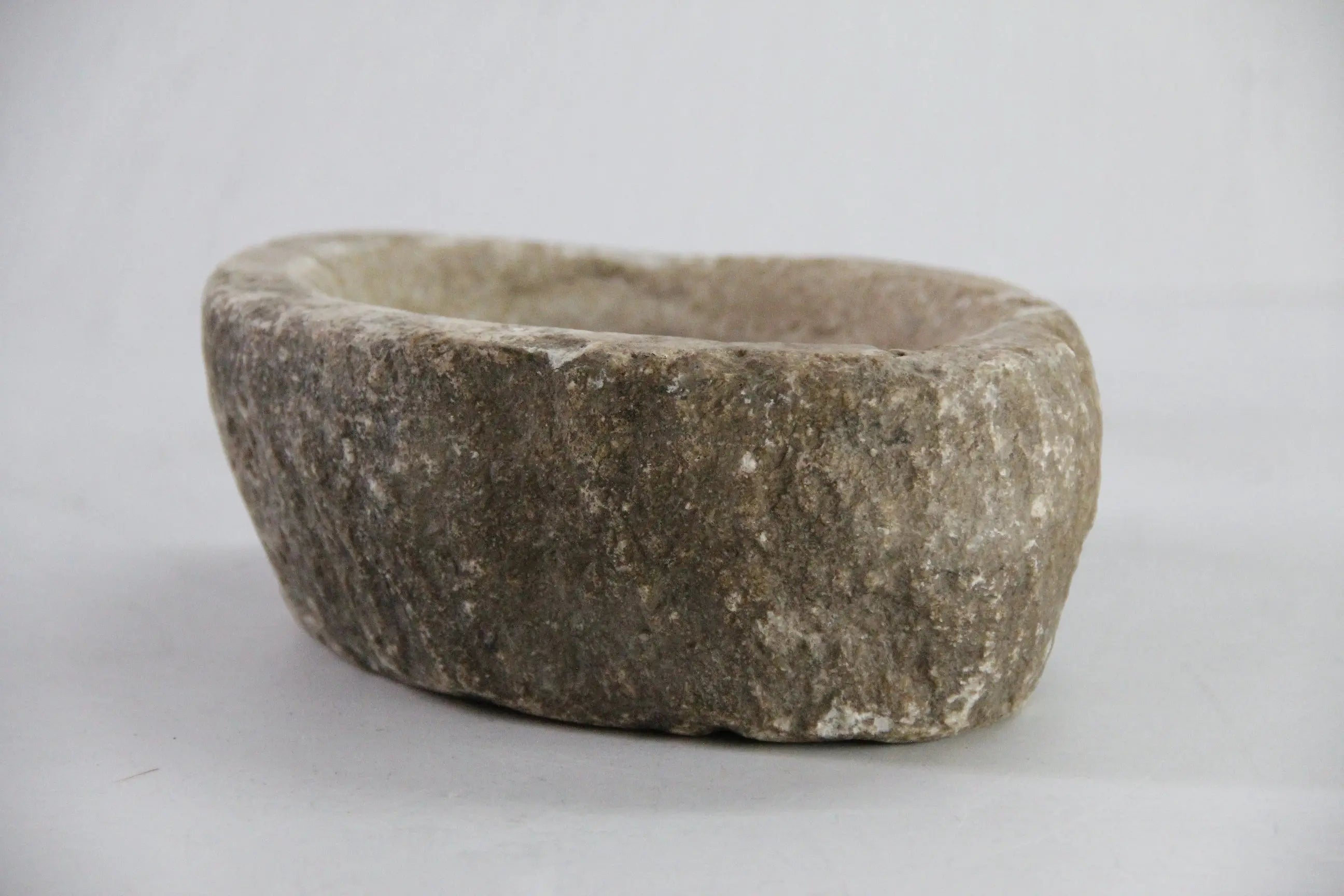 Marble Bowl | Antique Raw Hand Carved Kharal Catchall - 7"  Debra Hall Lifestyle