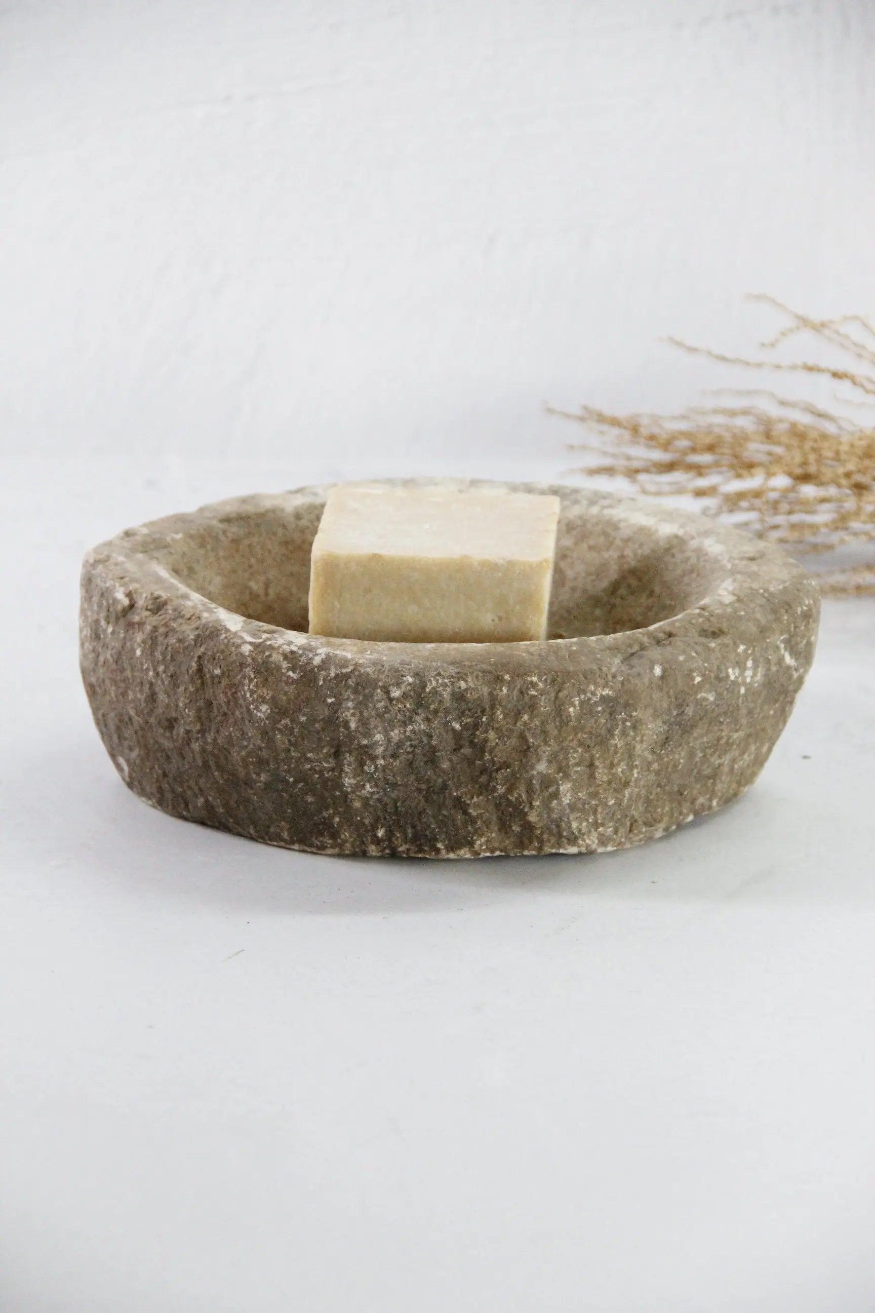Marble Bowl | Antique Raw Hand Carved Kharal Catchall - 7"  Debra Hall Lifestyle