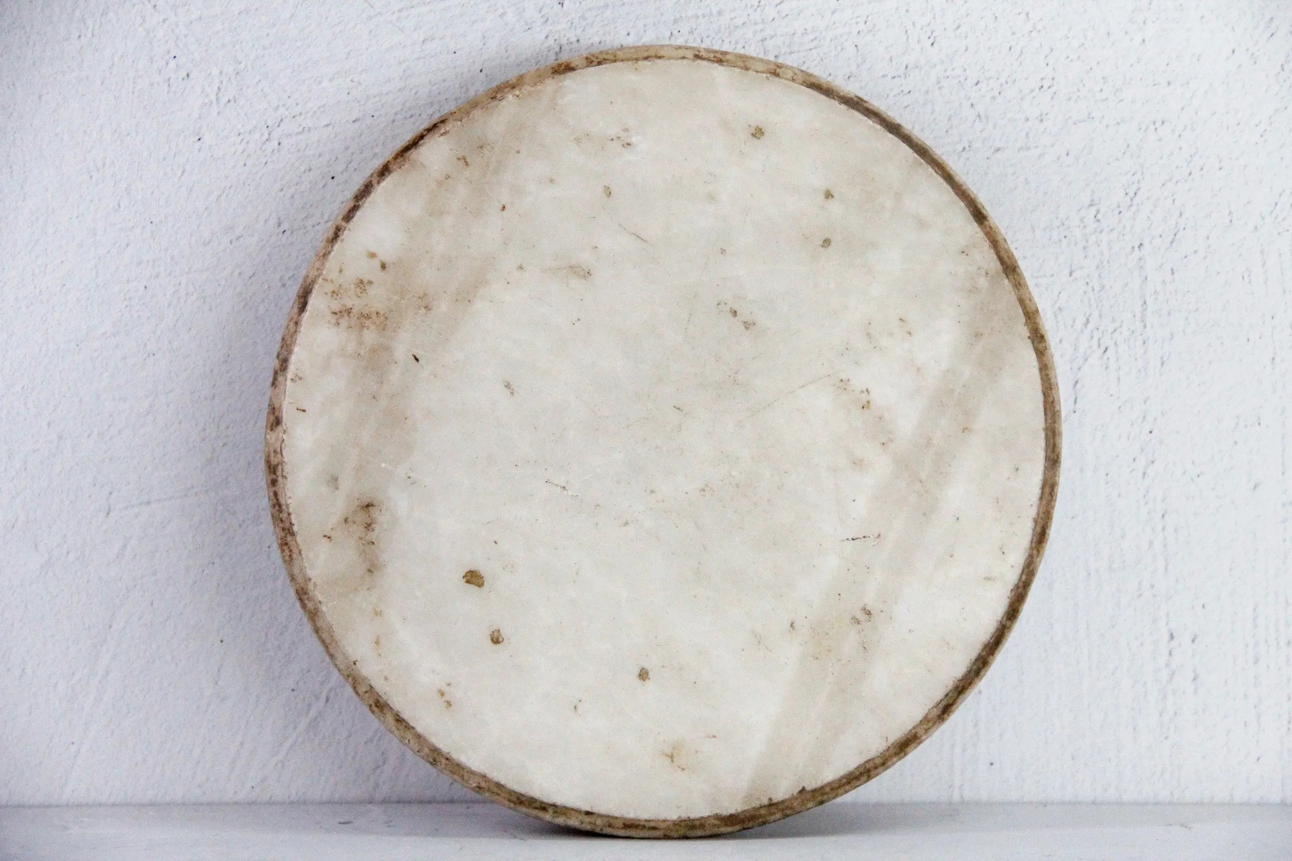 Marble Chapati Board | Vintage Hand Carved Riser | Round Footed  Debra Hall Lifestyle