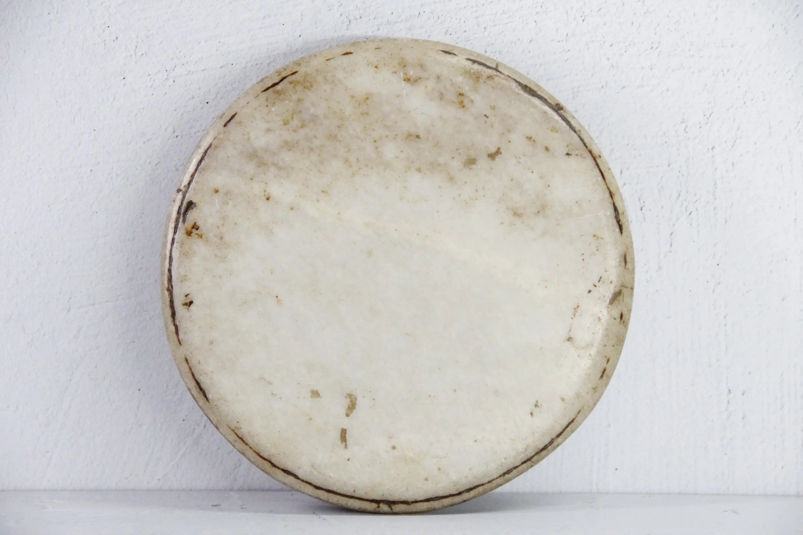 Marble Chapati Board | Vintage Hand Carved Riser | Round  Debra Hall Lifestyle