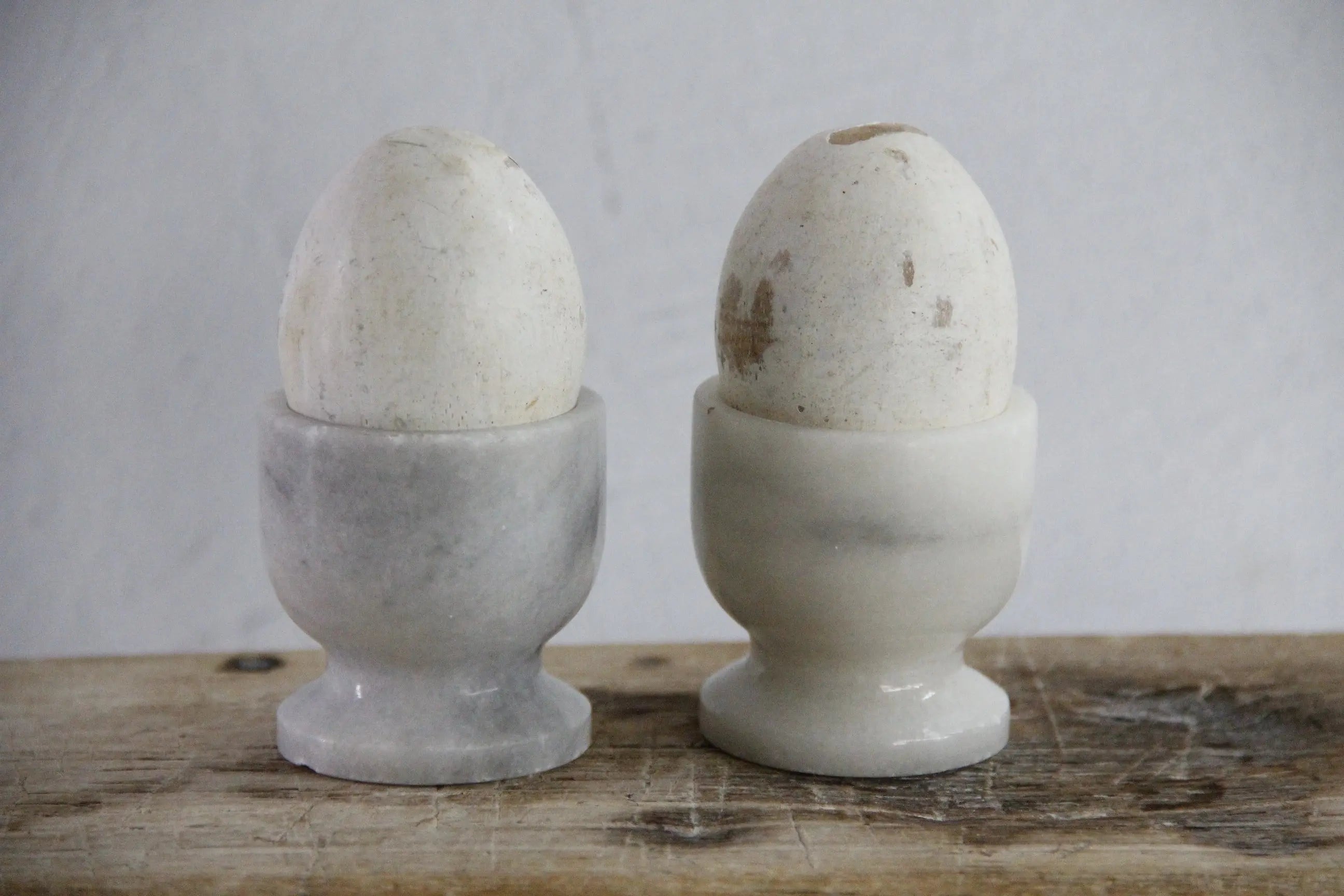 Marble Egg Cups Vintage Pair | French White Hand Carved Stone  Debra Hall Lifestyle