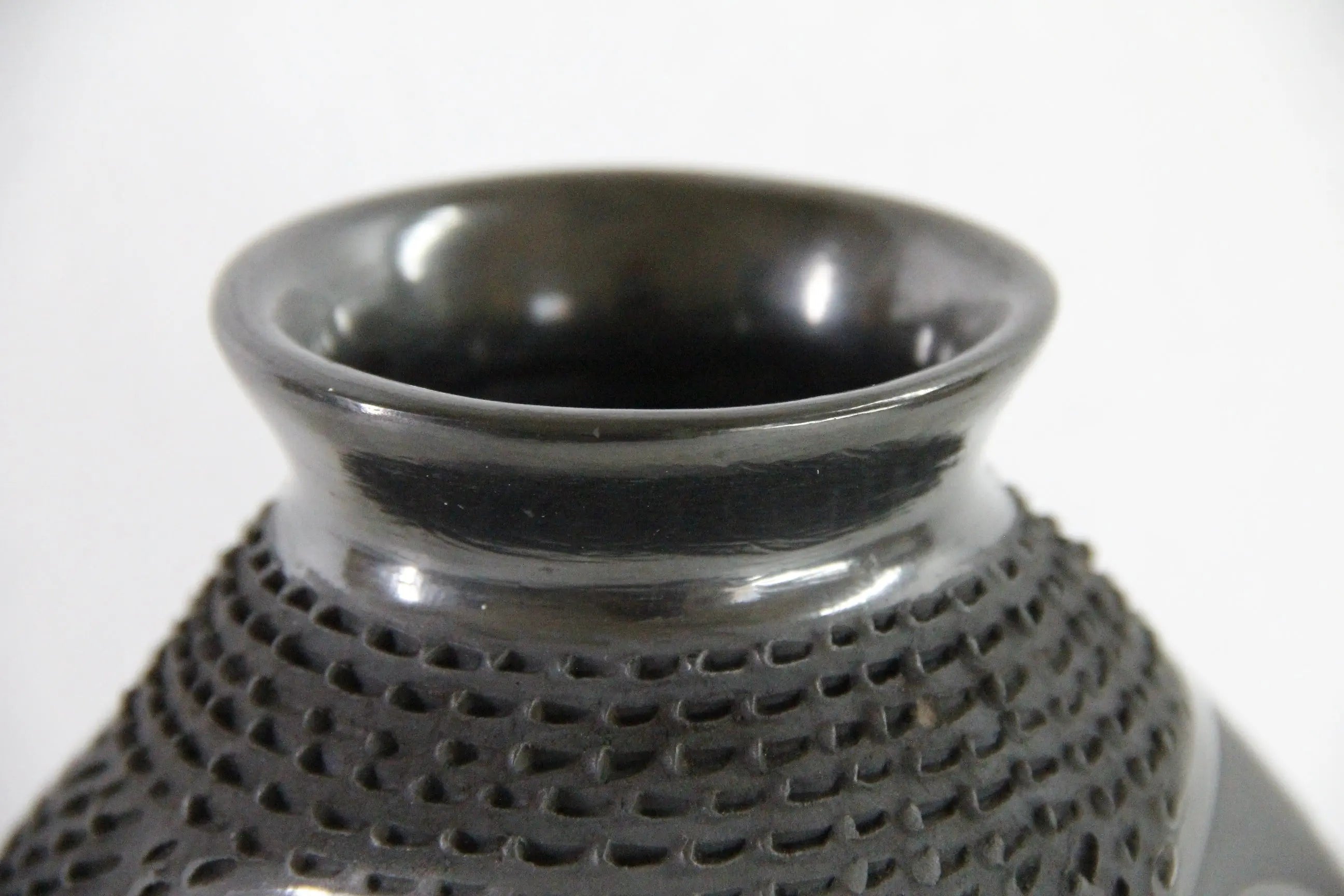 Mata Ortiz Black Pottery Signed Vintage Olla