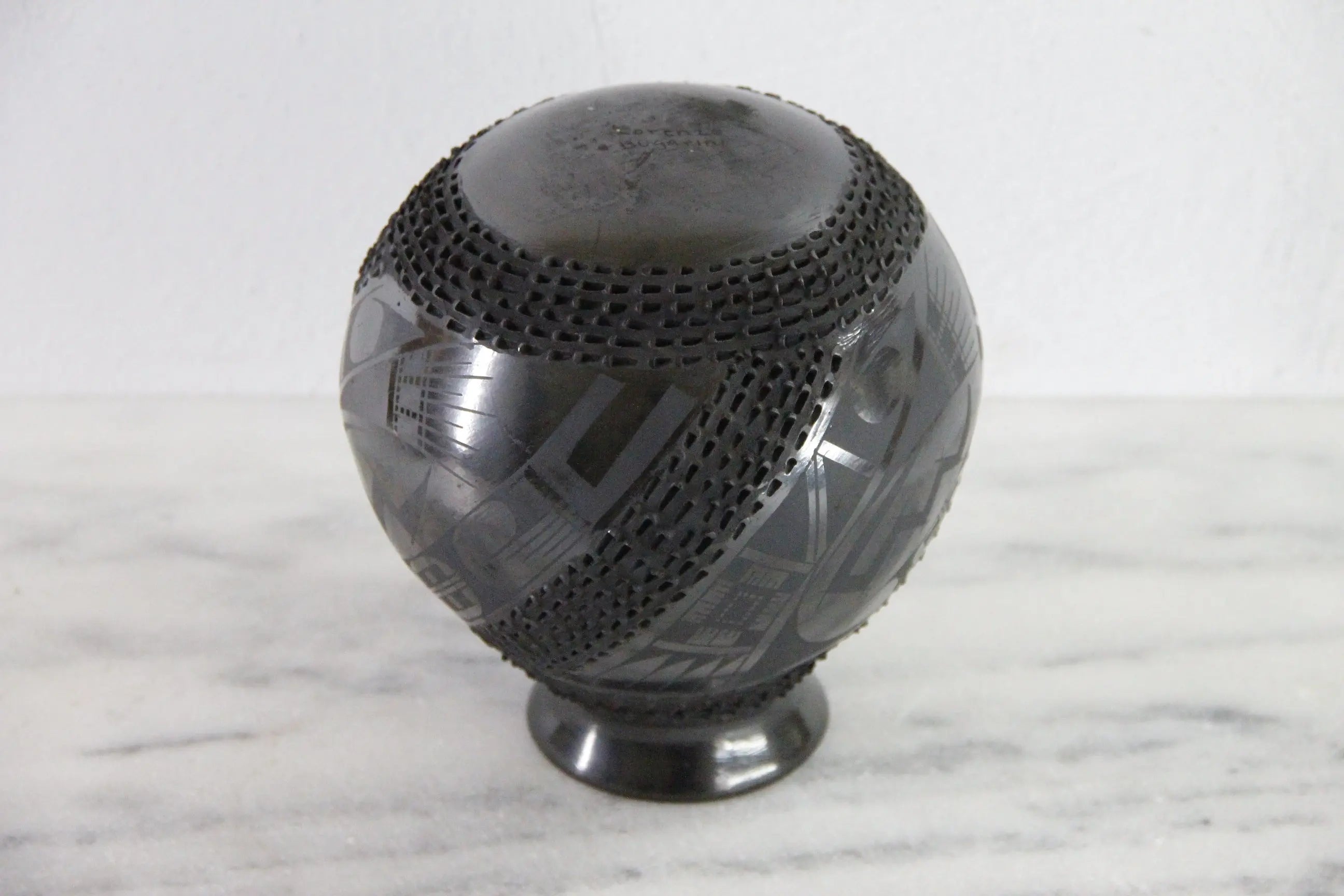 Mata Ortiz Black Pottery Signed Vintage Olla