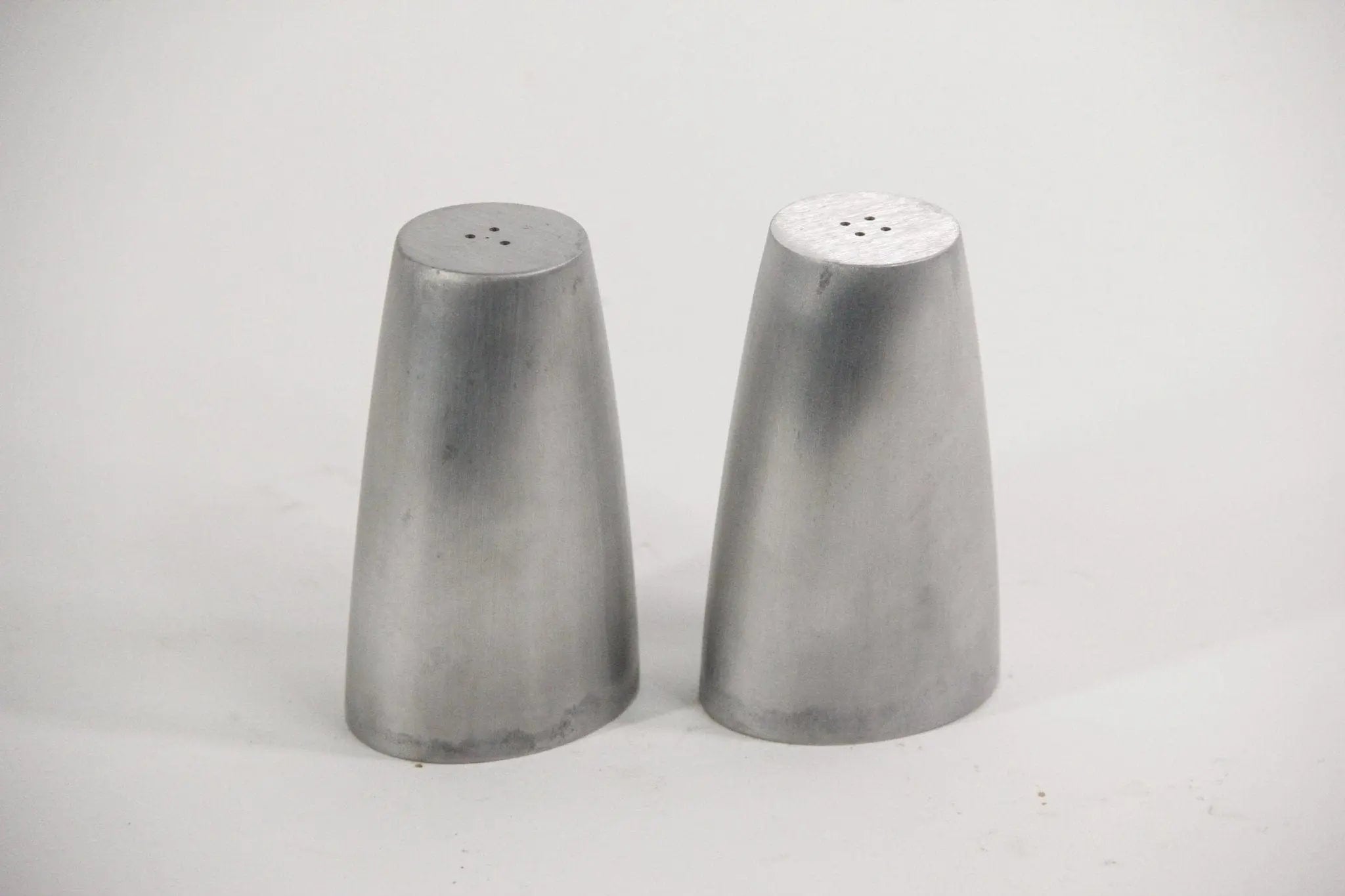 Michael Graves Salt & Pepper Shakers | Modernist Brushed Nickel  Debra Hall Lifestyle