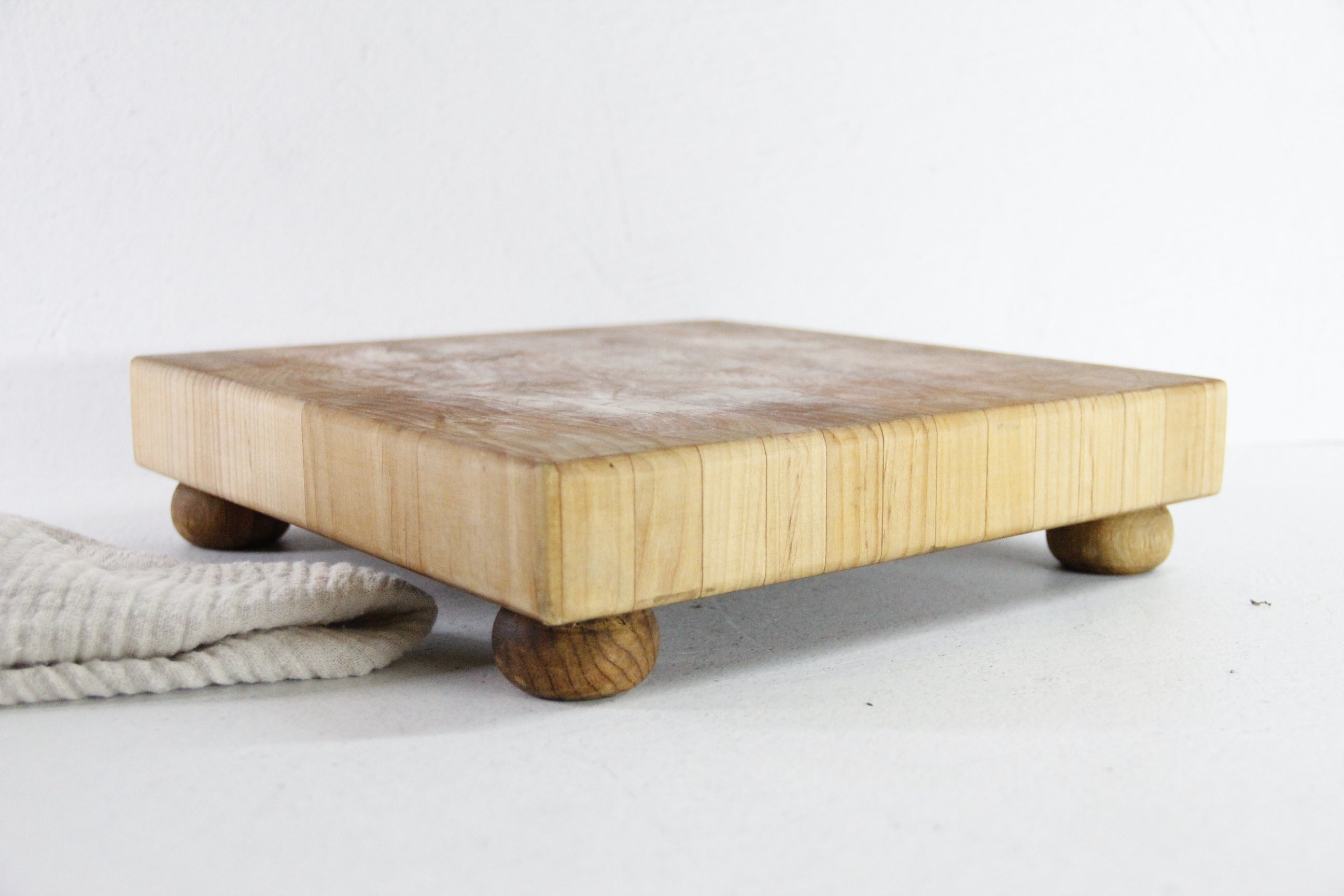 Mid Century Butcher Block Footed Cutting Board | End Cut Teak  Debra Hall Lifestyle