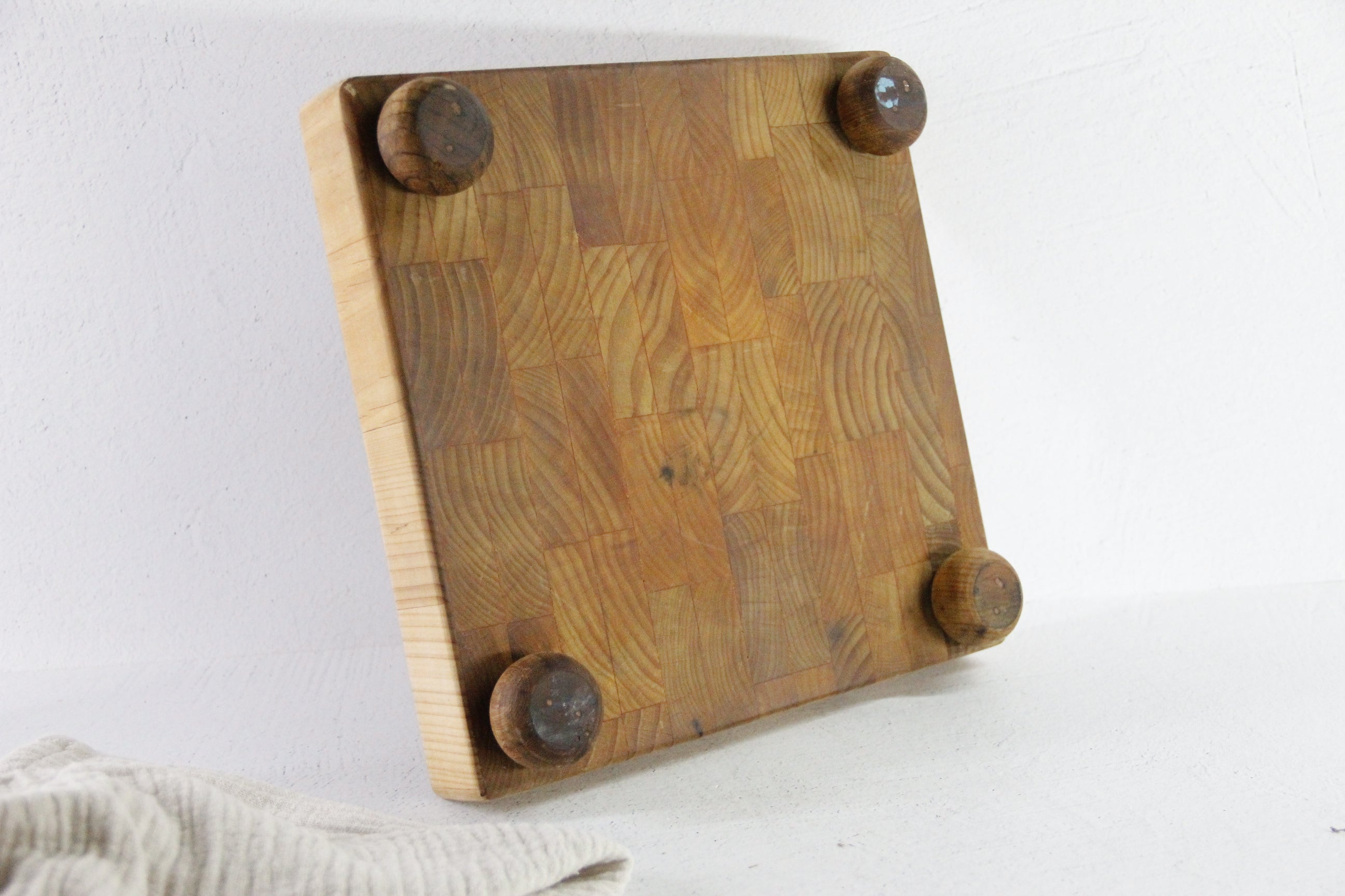 Mid Century Butcher Block Footed Cutting Board | End Cut Teak  Debra Hall Lifestyle