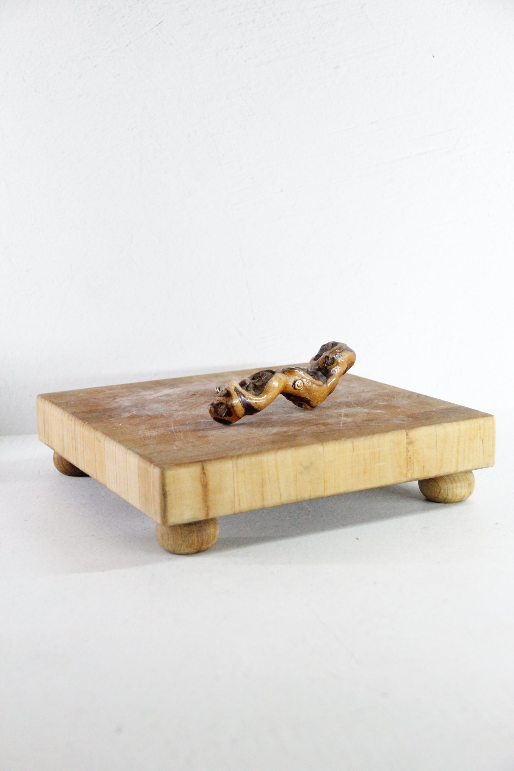 Mid Century Butcher Block Footed Cutting Board | End Cut Teak  Debra Hall Lifestyle