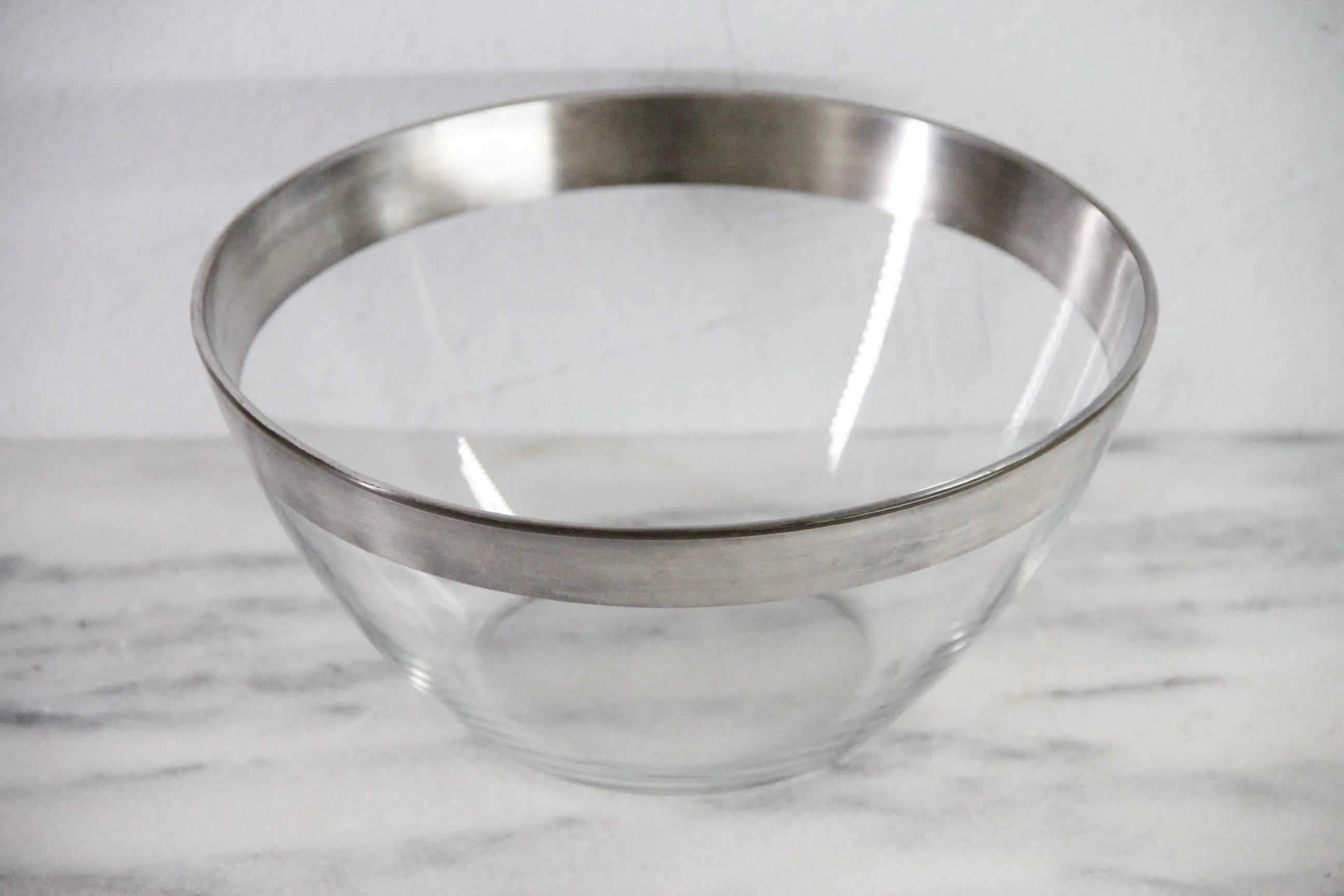 Mid Century Glass Bowl with Silver Band France Stamp