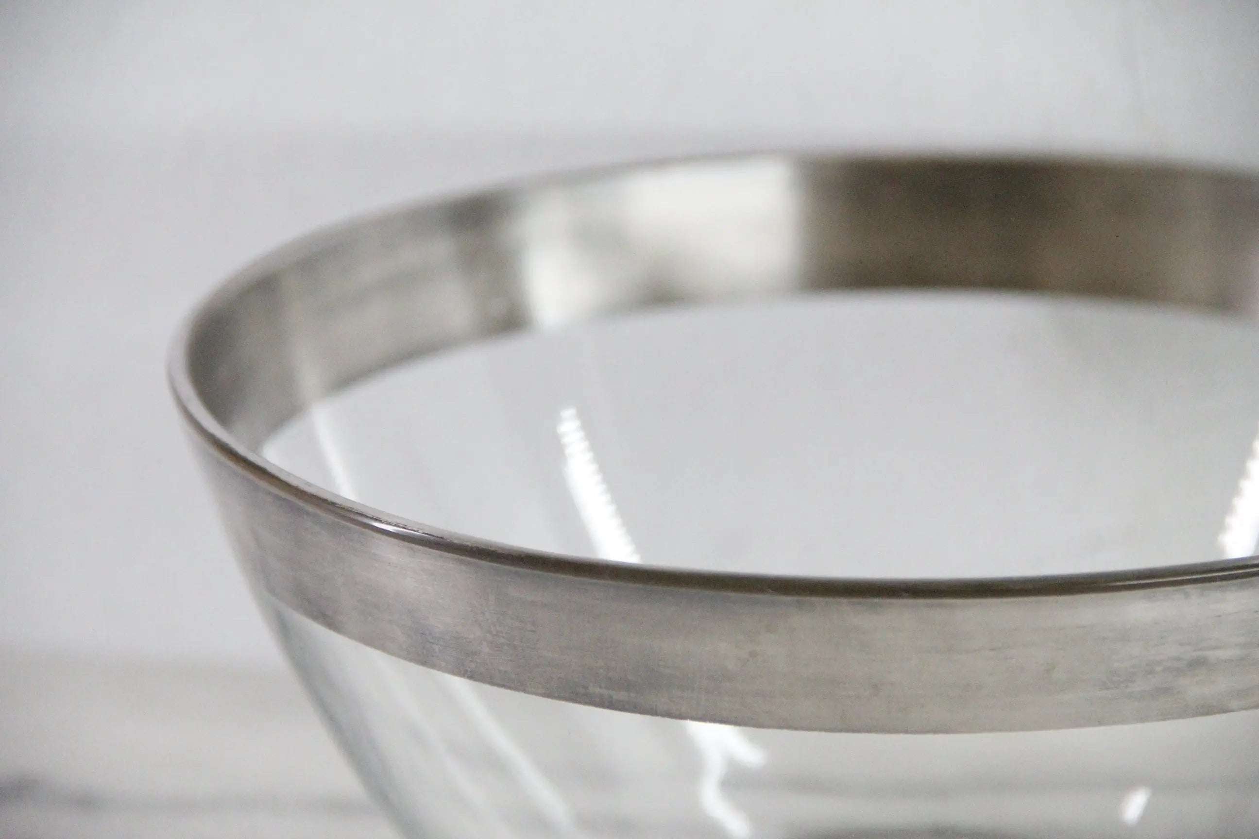 Mid Century Glass Bowl with Silver Band France Stamp