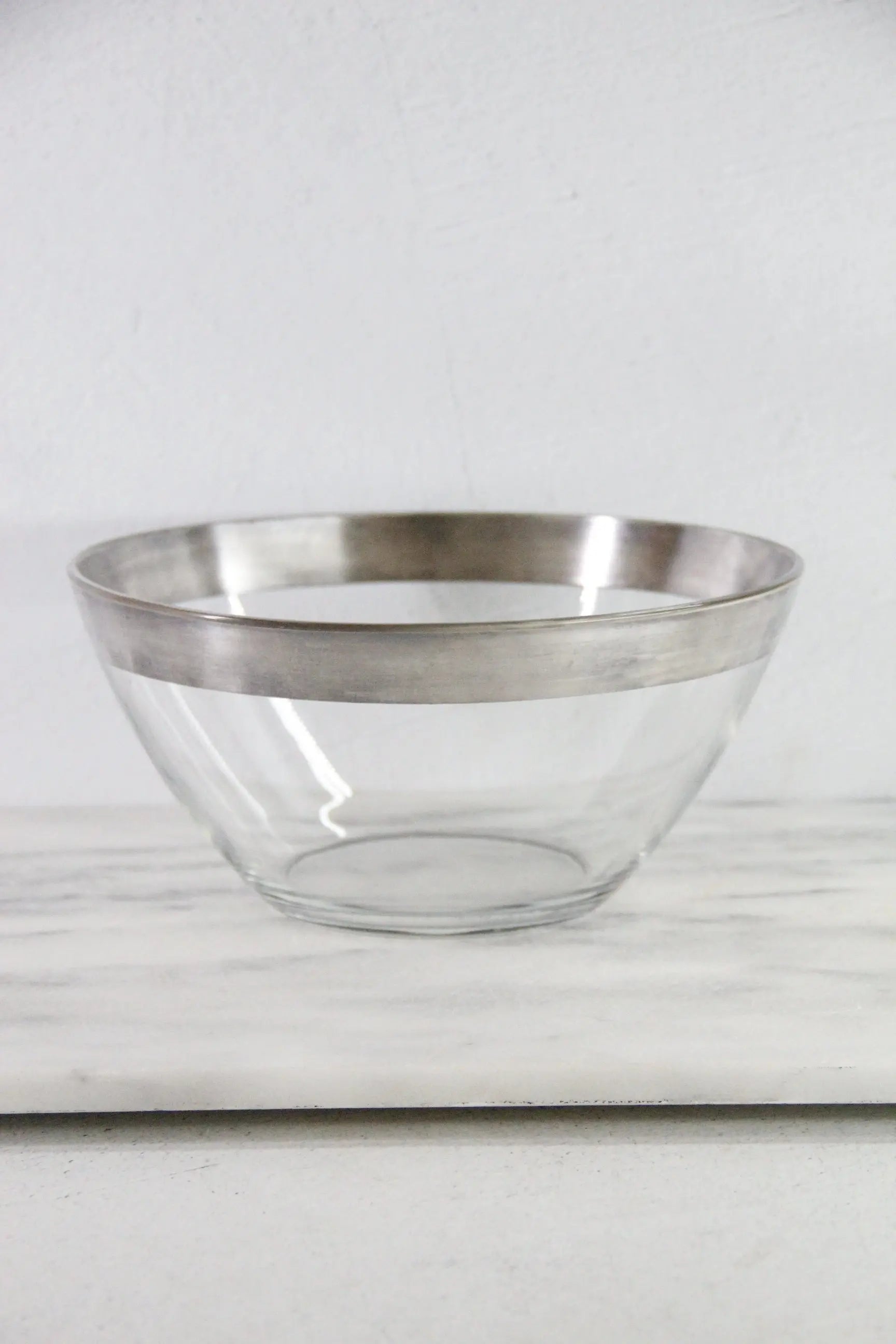 Mid Century Glass Bowl with Silver Band France Stamp