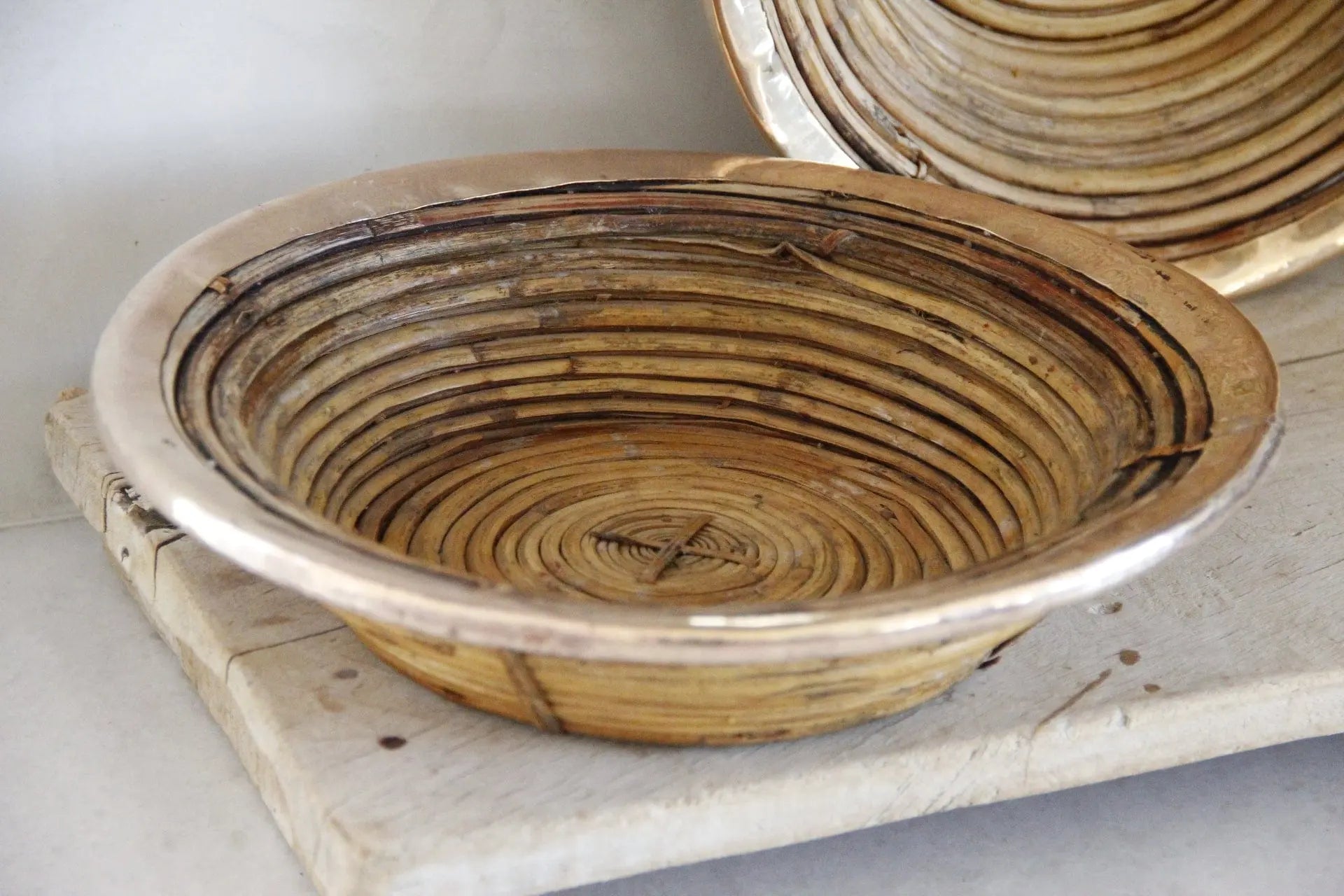 Mid Century Italian Rattan and Brass Basket | Italy 1970s  Debra Hall Lifestyle