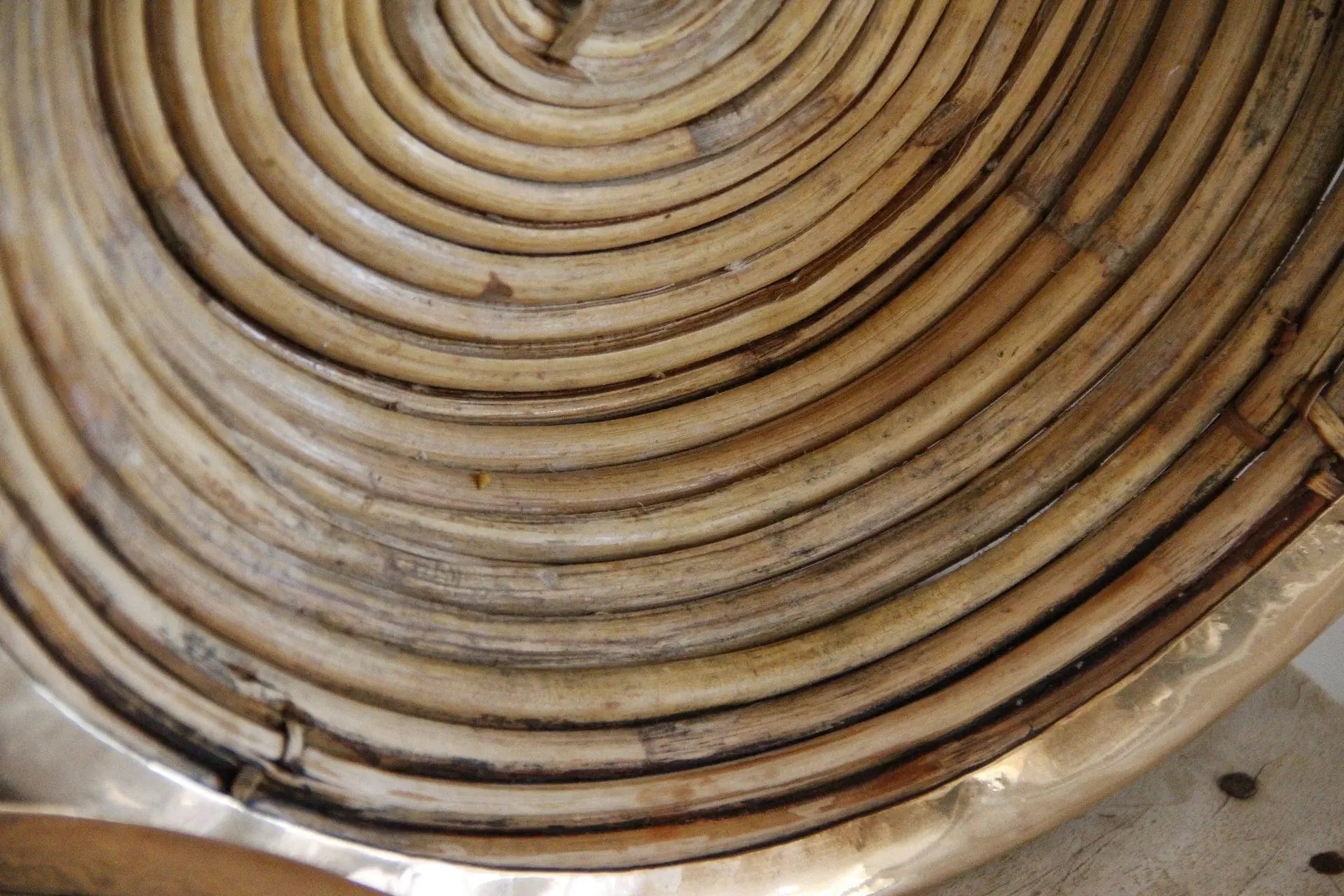 Mid Century Italian Rattan and Brass Basket | Italy 1970s  Debra Hall Lifestyle