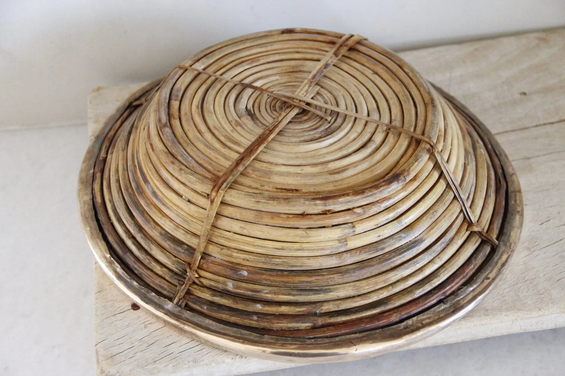 Mid Century Italian Rattan and Brass Basket | Italy 1970s  Debra Hall Lifestyle