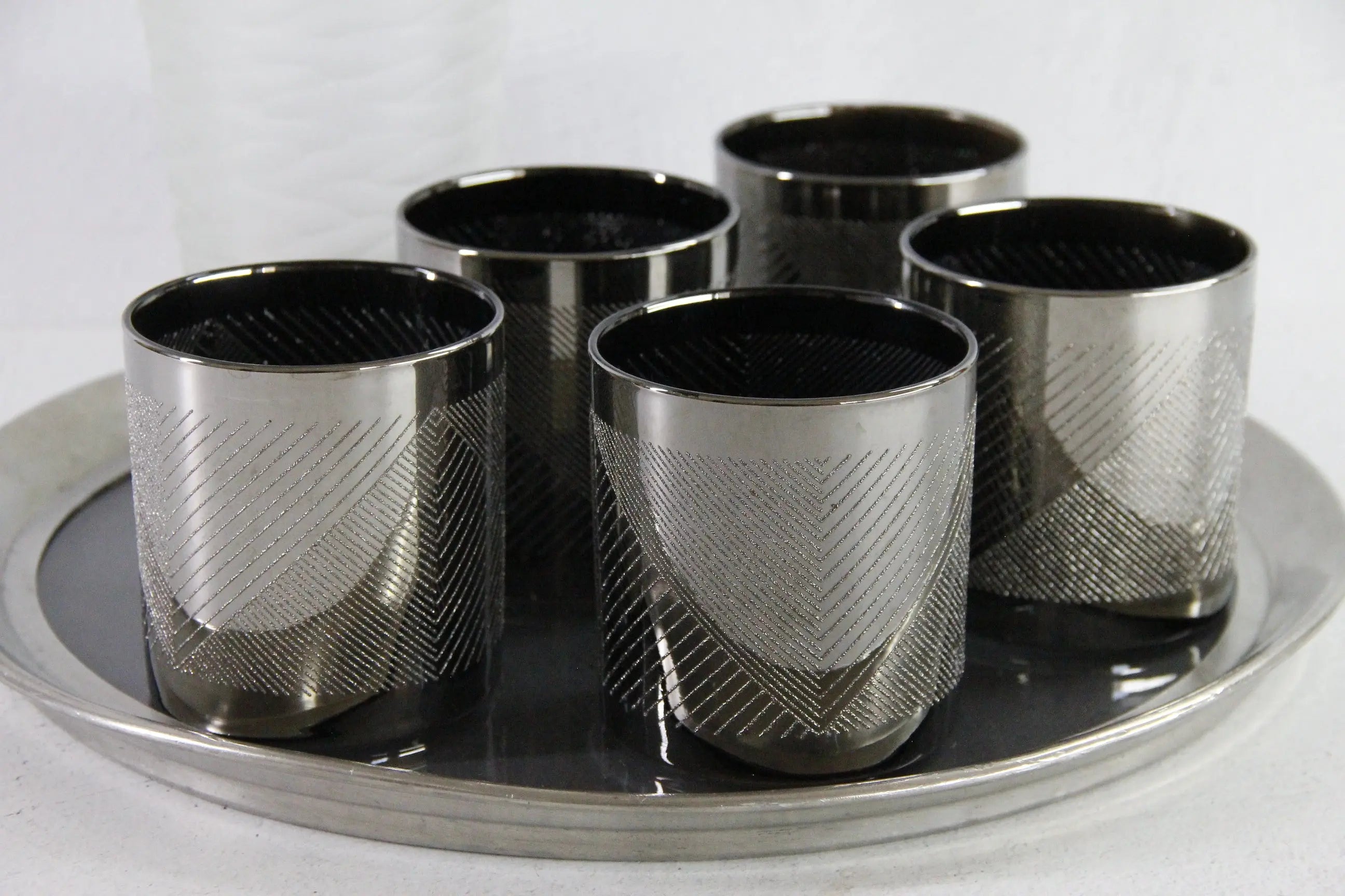 Mid Century Modern Barware | Vintage Shaker, Tray & Rocks Glasses