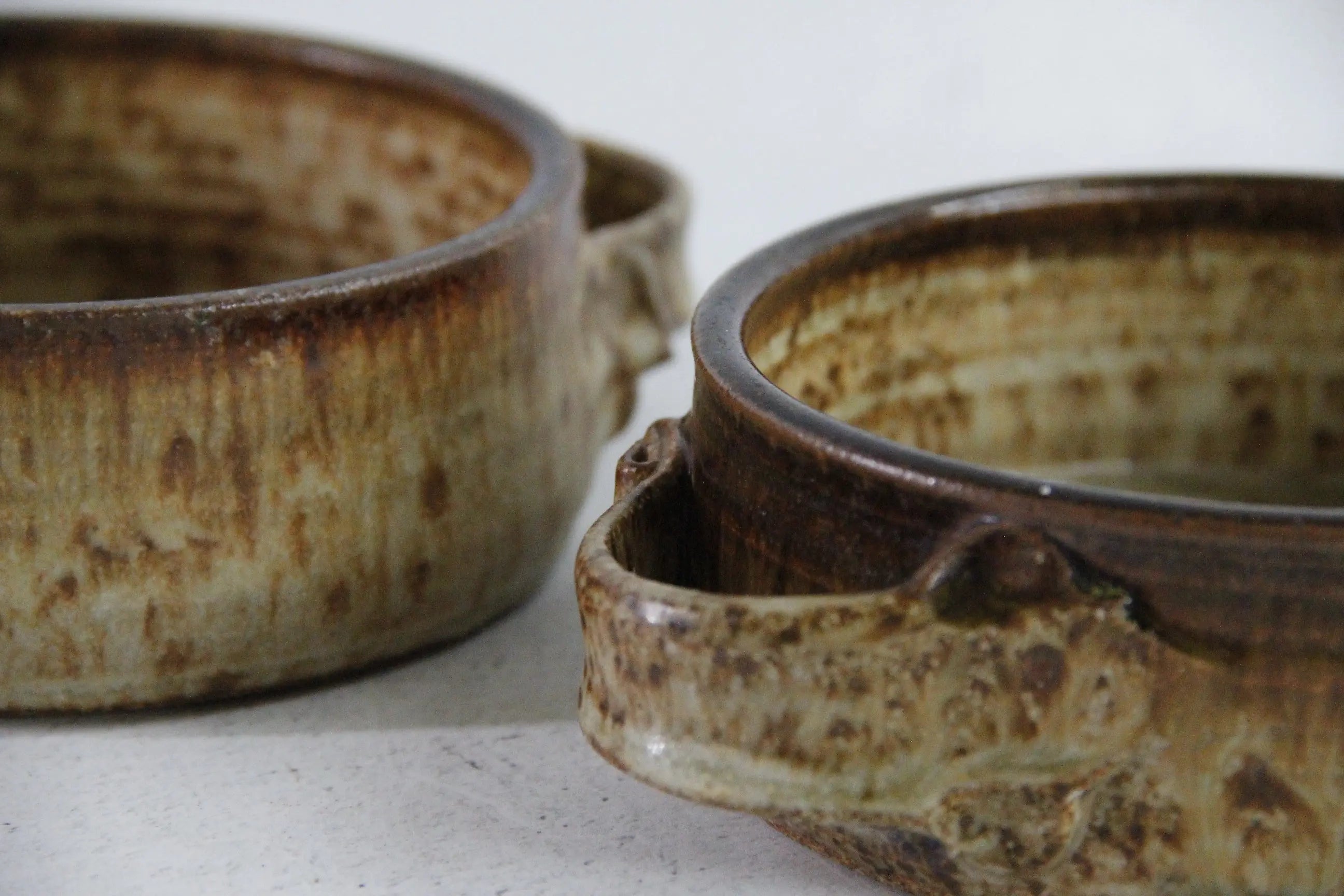 Mid Century Modern Bowl Studio Art Pottery with Handles 2 Pc  Debra Hall Lifestyle