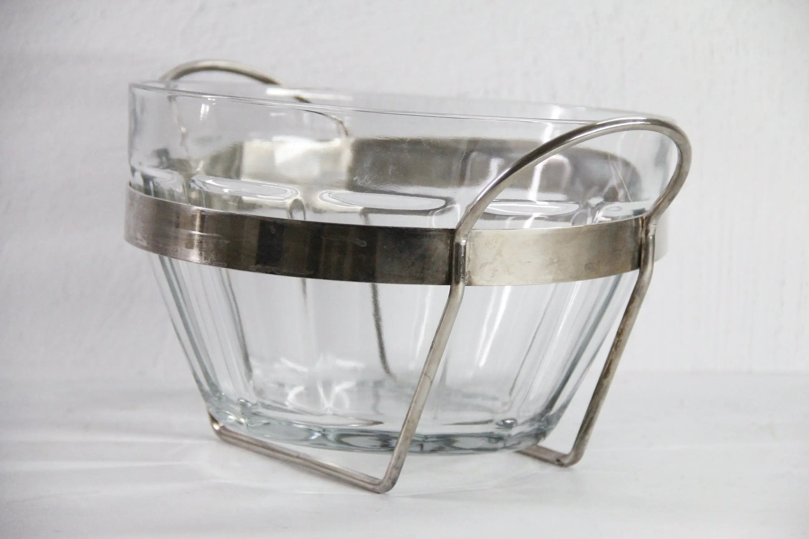 Mid Century Modern Punch Bowl | Glass With Silver Stand  Debra Hall Lifestyle