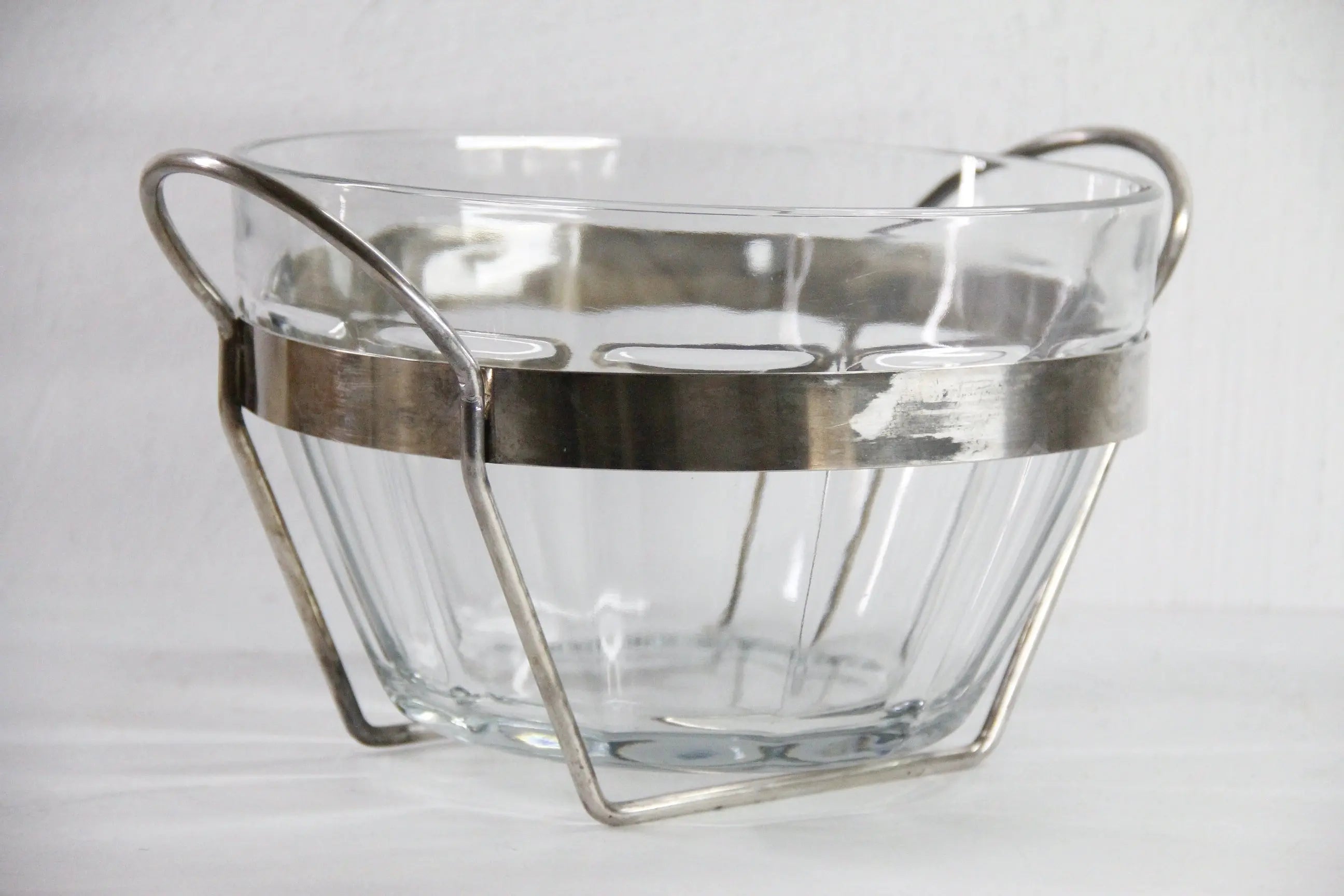 Mid Century Modern Punch Bowl | Glass With Silver Stand  Debra Hall Lifestyle