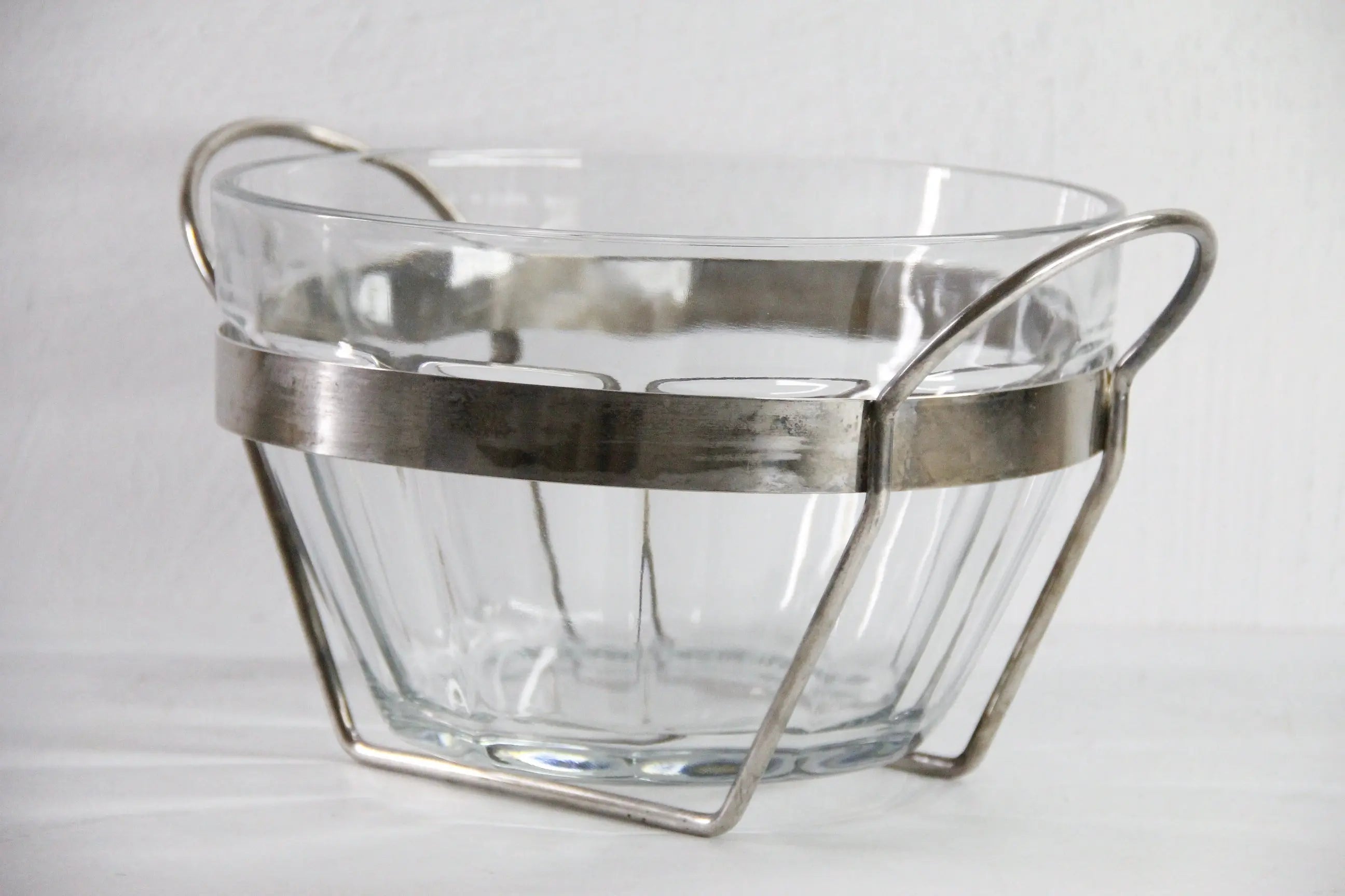 Mid Century Modern Punch Bowl | Glass With Silver Stand  Debra Hall Lifestyle