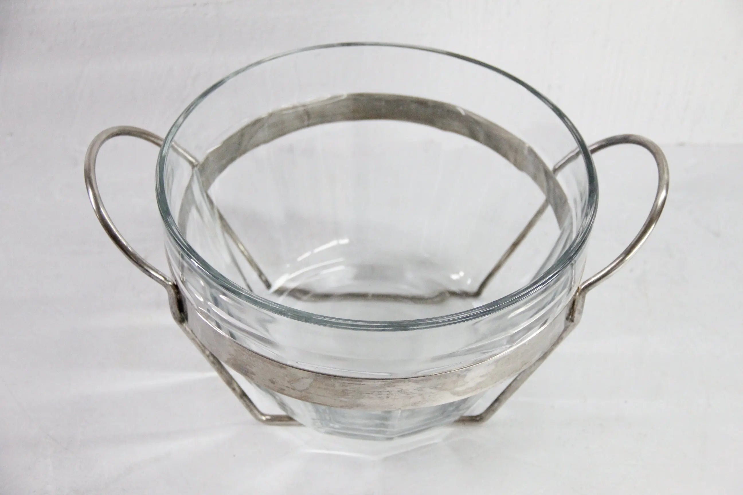 Mid Century Modern Punch Bowl | Glass With Silver Stand  Debra Hall Lifestyle