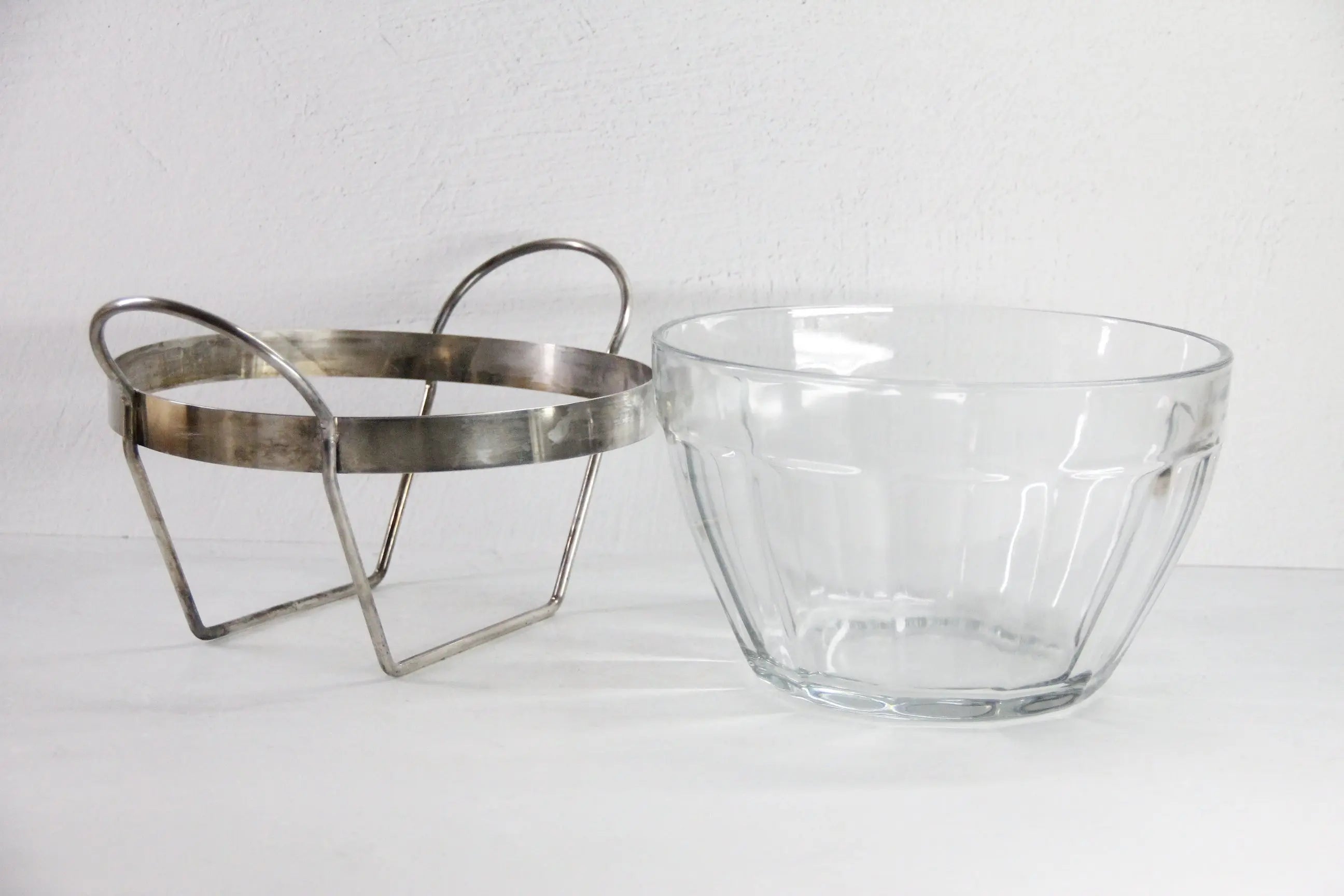 Mid Century Modern Punch Bowl | Glass With Silver Stand  Debra Hall Lifestyle