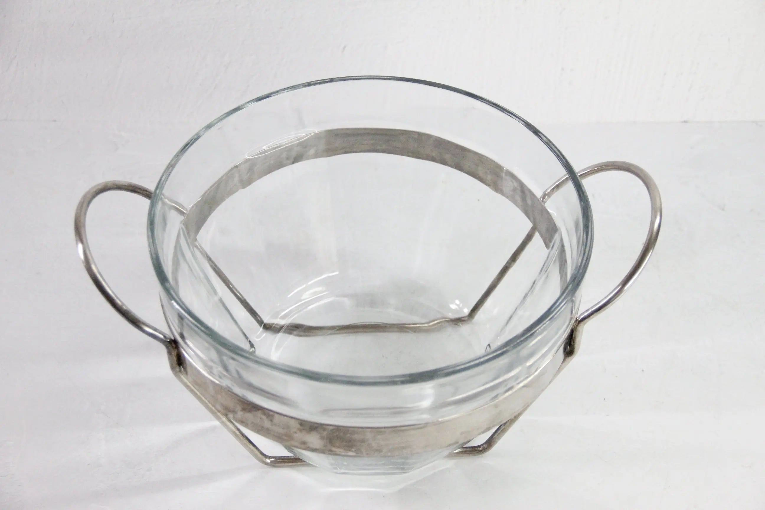 Mid Century Modern Punch Bowl | Glass With Silver Stand  Debra Hall Lifestyle