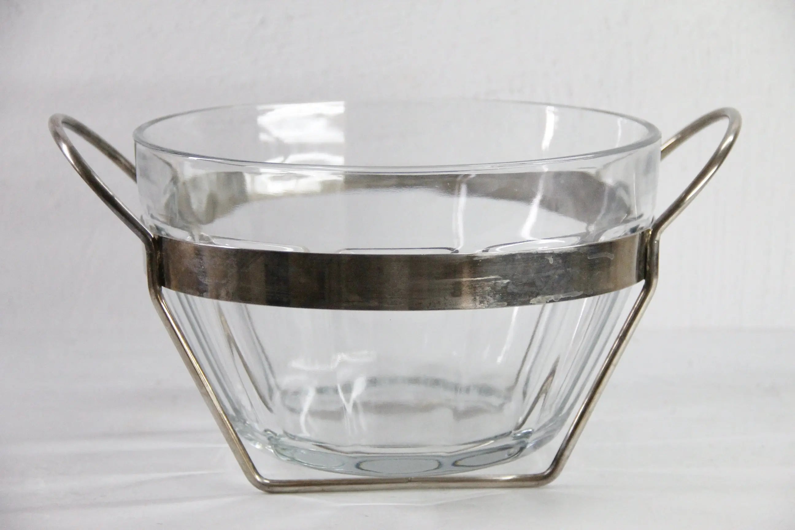 Mid Century Modern Punch Bowl | Glass With Silver Stand  Debra Hall Lifestyle