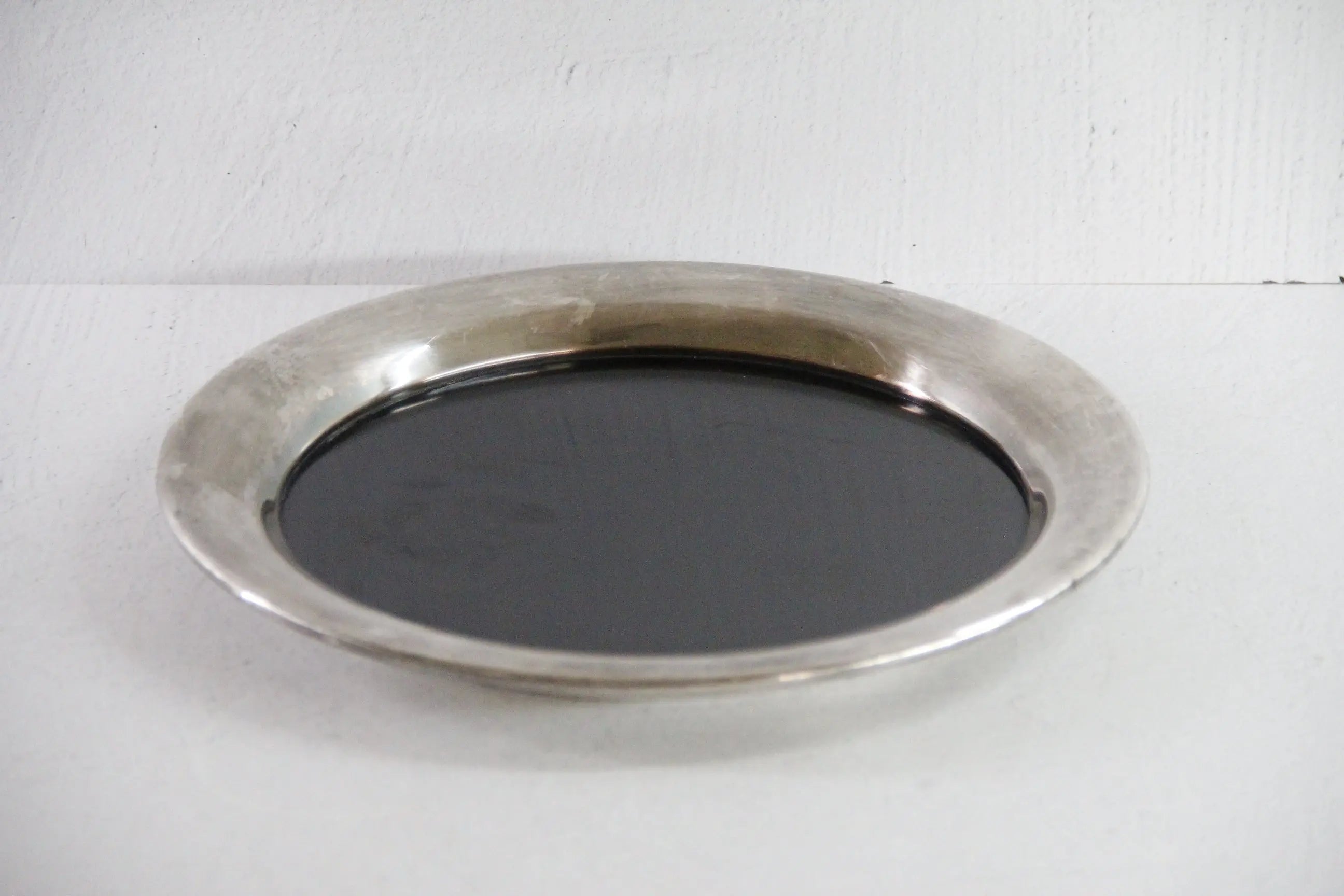 Mid Century Serving Tray | Round Reed and Barton Silver Barware  Debra Hall Lifestyle