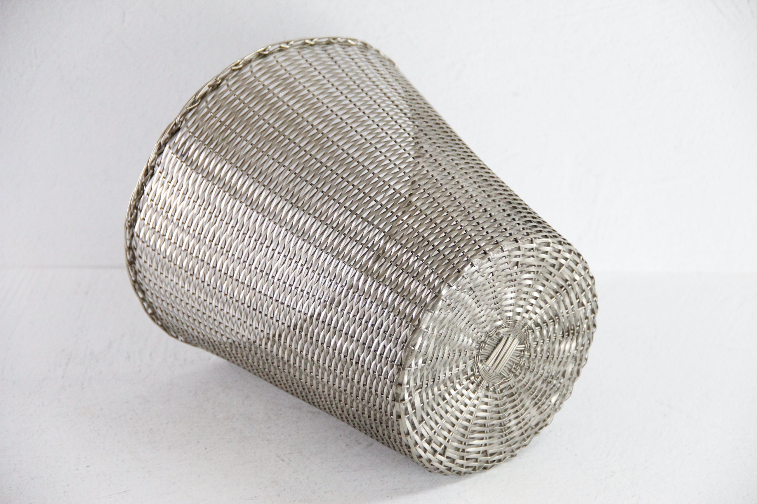 Midcentury Silver Metal Woven Waste Basket | French Planter  Debra Hall Lifestyle