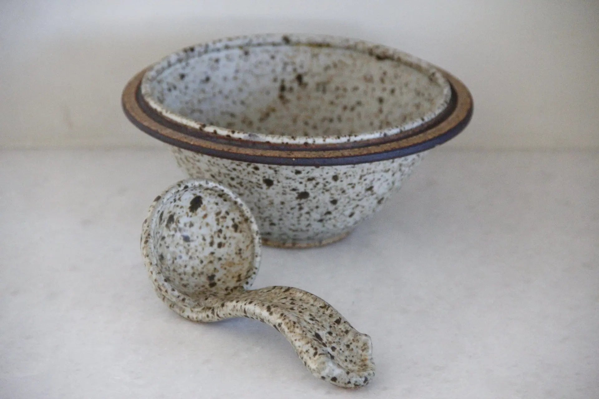 Midcentury Studio Art Pottery Bowl and Ladle | Serveware  Debra Hall Lifestyle