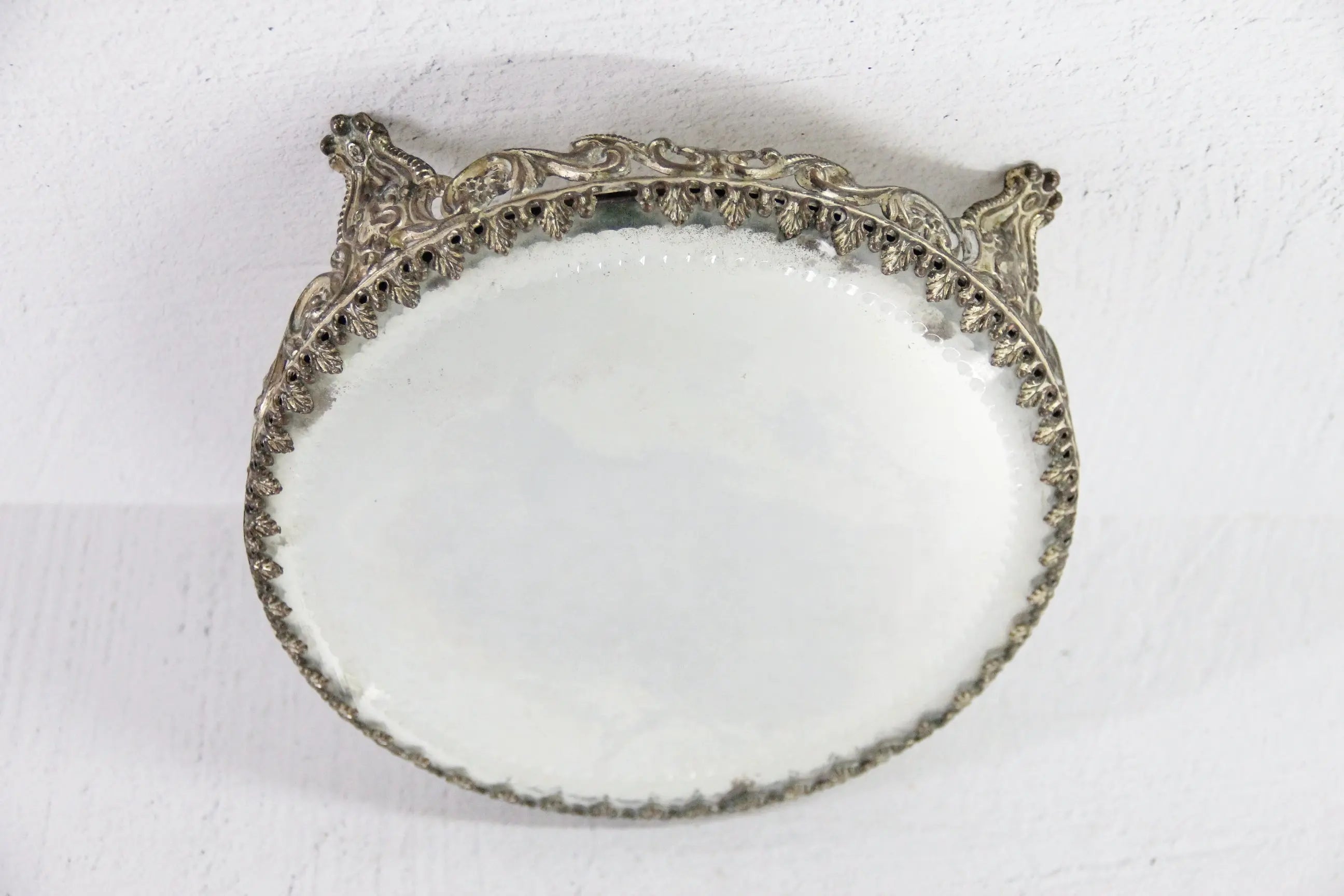 Mirror Plateau | Antique Ornate Footed Victorian Pedestal  Debra Hall Lifestyle