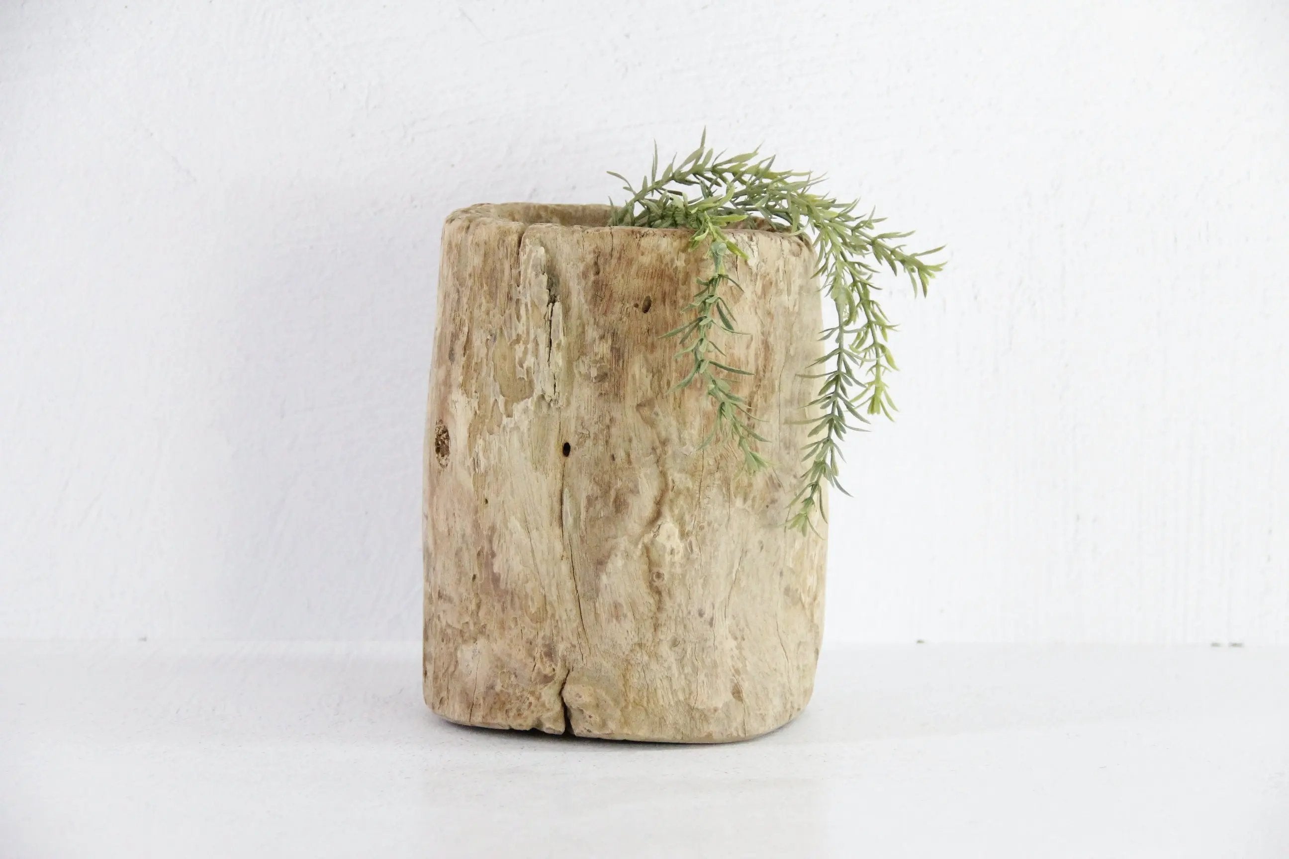 Old Mortar | Wooden Hand Carved Grinder Bowl  Debra Hall Lifestyle