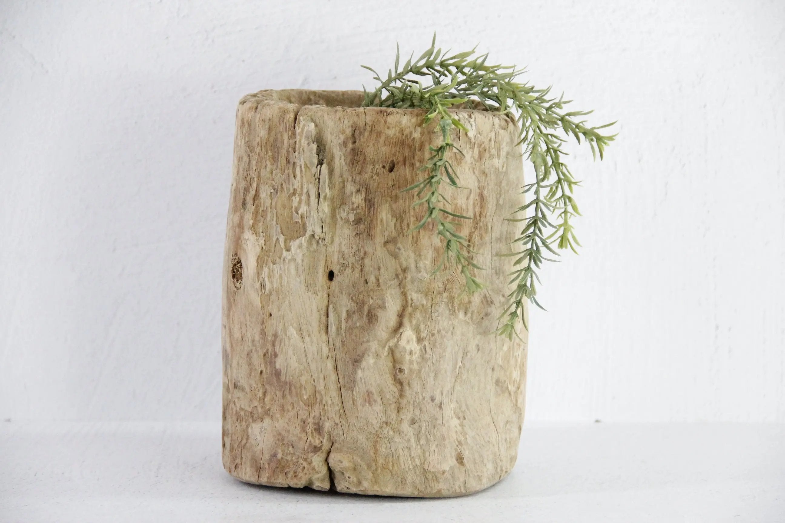 Old Mortar | Wooden Hand Carved Grinder Bowl  Debra Hall Lifestyle