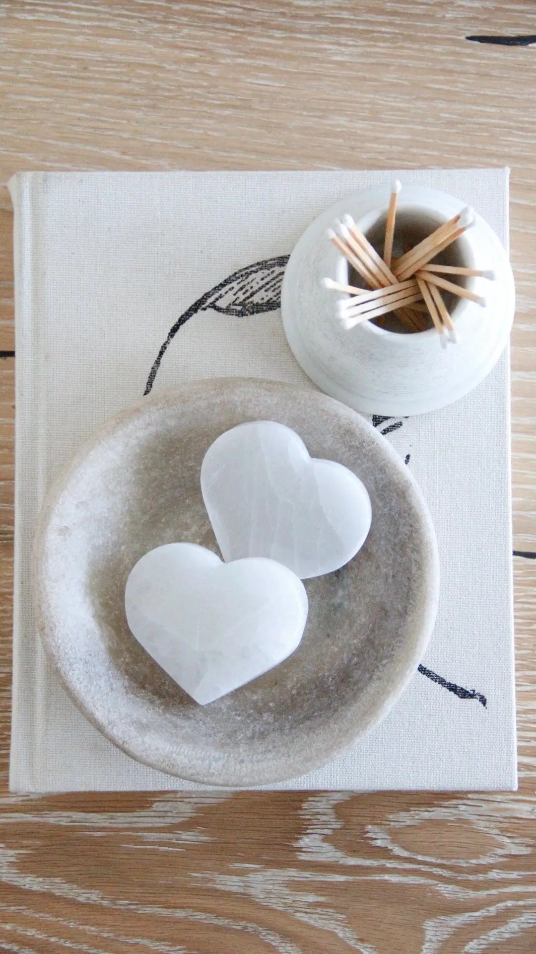 Organic White Selenite Crystal Heart  Debra Hall Lifestyle