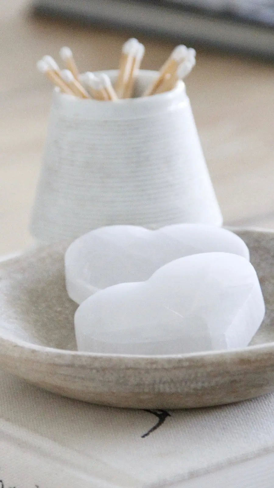 Organic White Selenite Crystal Heart  Debra Hall Lifestyle