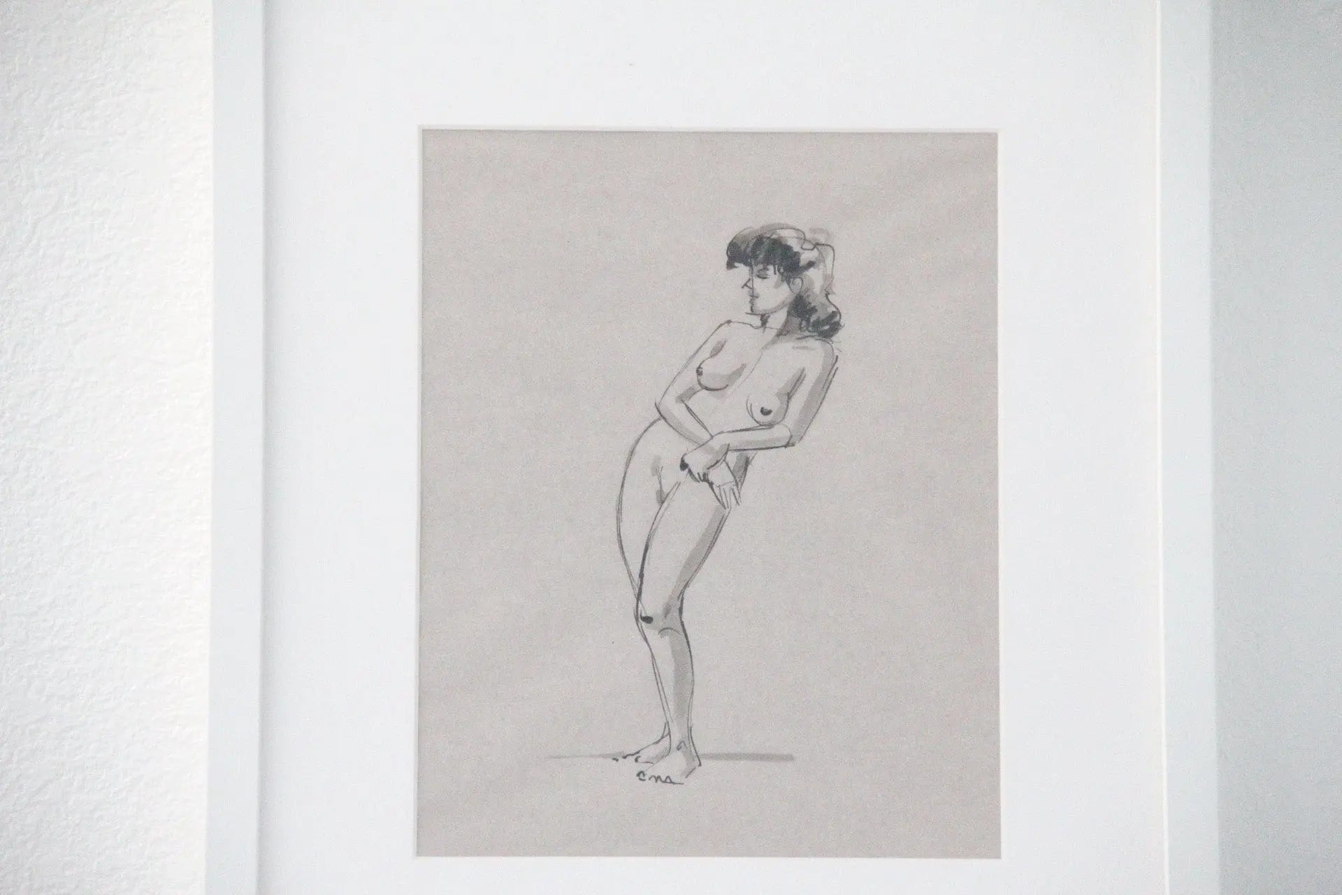 Store Original Nude Female Life Drawing Sketch in Pen and Ink