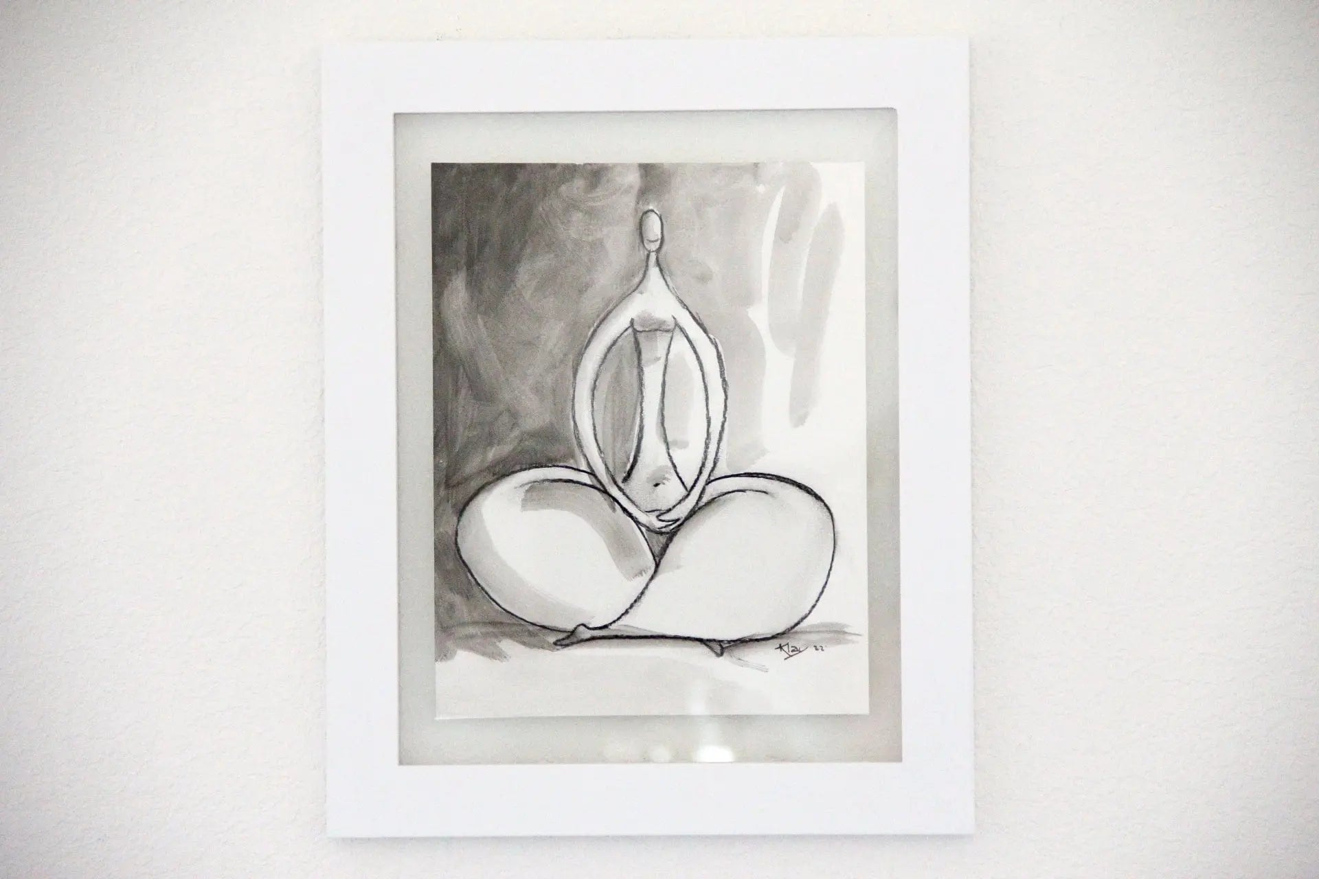 Original Figure Study in Float Frame | Mixed Media Wall Art | Yuma  Debra Hall Lifestyle