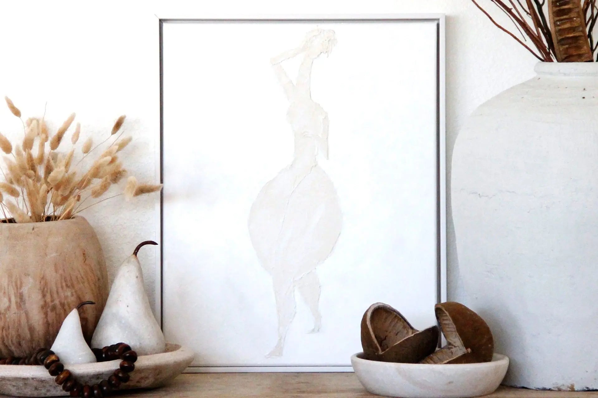 Original White Mixed Media Wall Art | Ava  Debra Hall Lifestyle