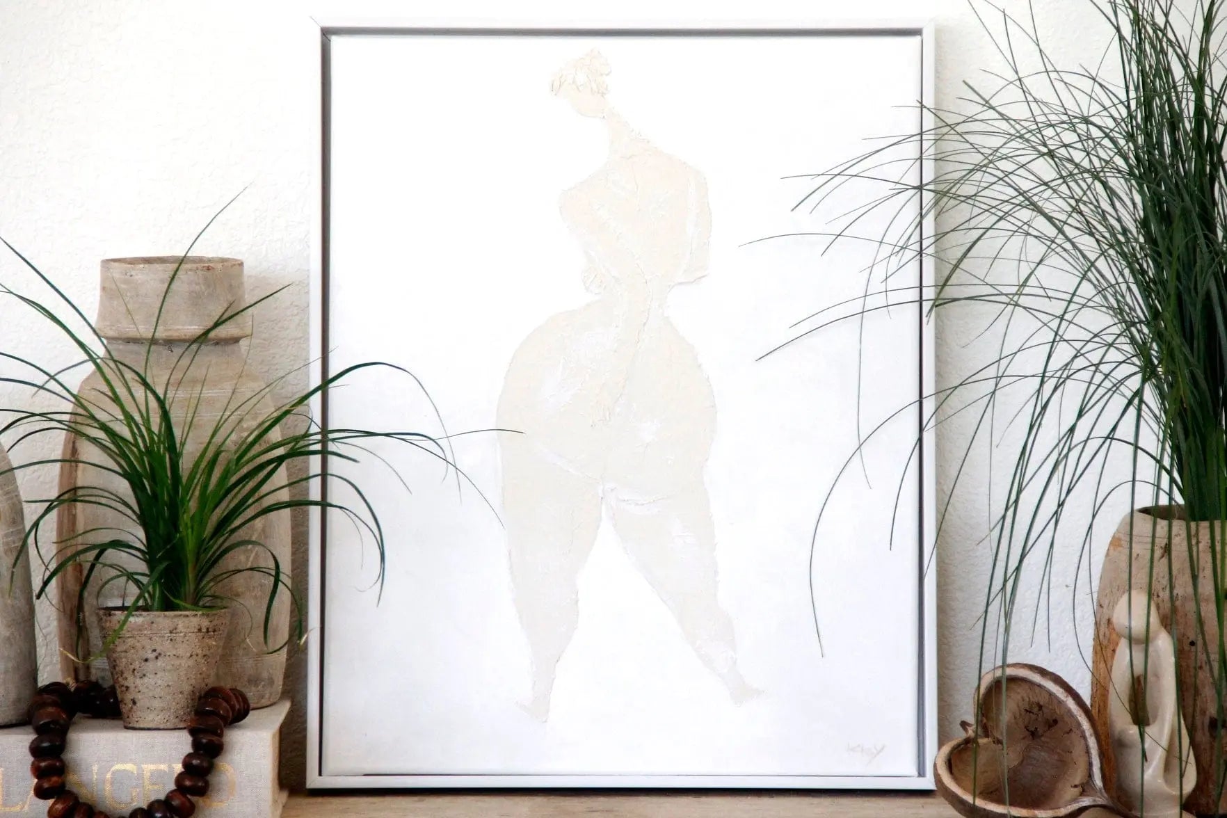 Original White Mixed Media Wall Art | Lara  Debra Hall Lifestyle