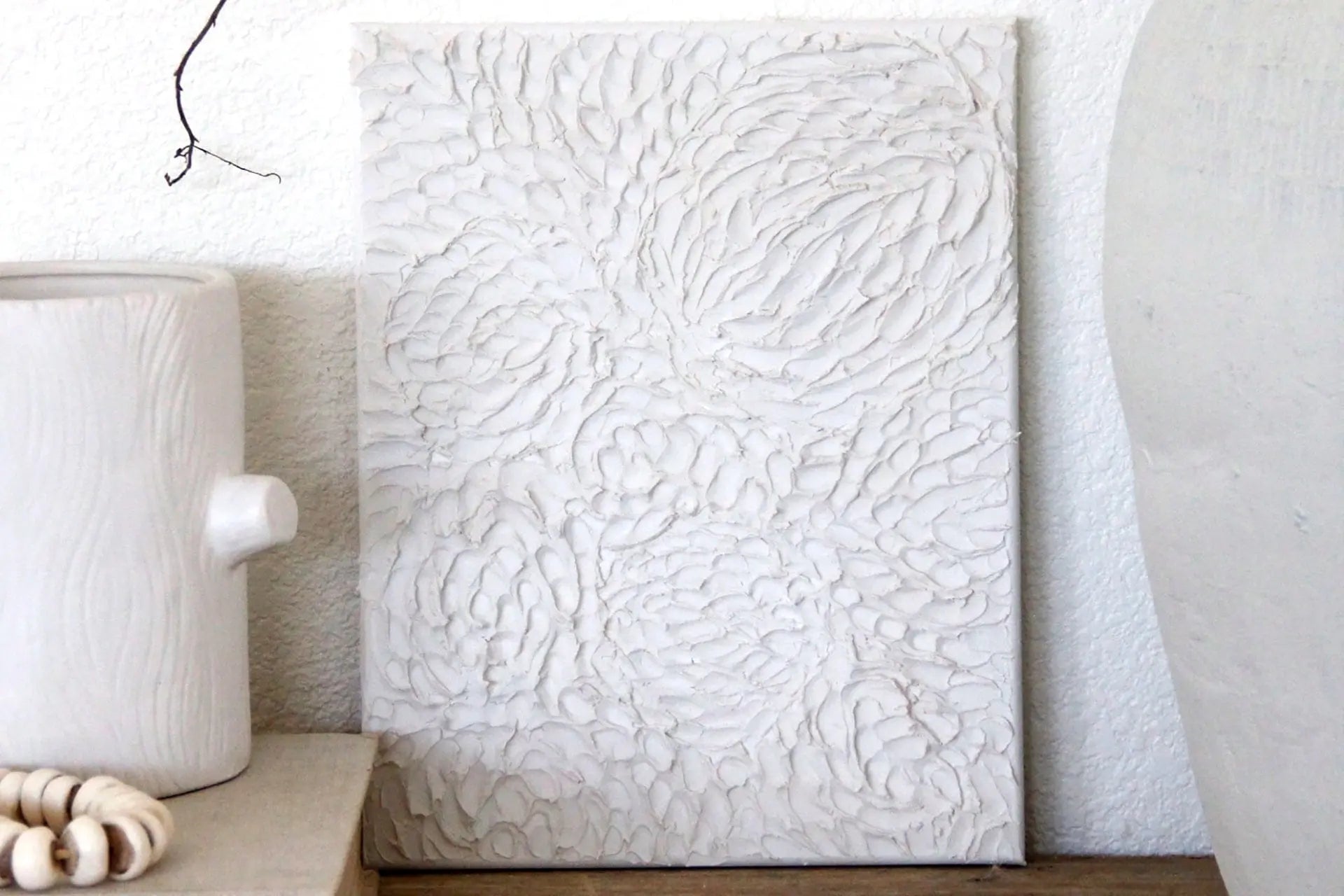 Original White Mixed Media Wall Art | Swirl  Debra Hall Lifestyle