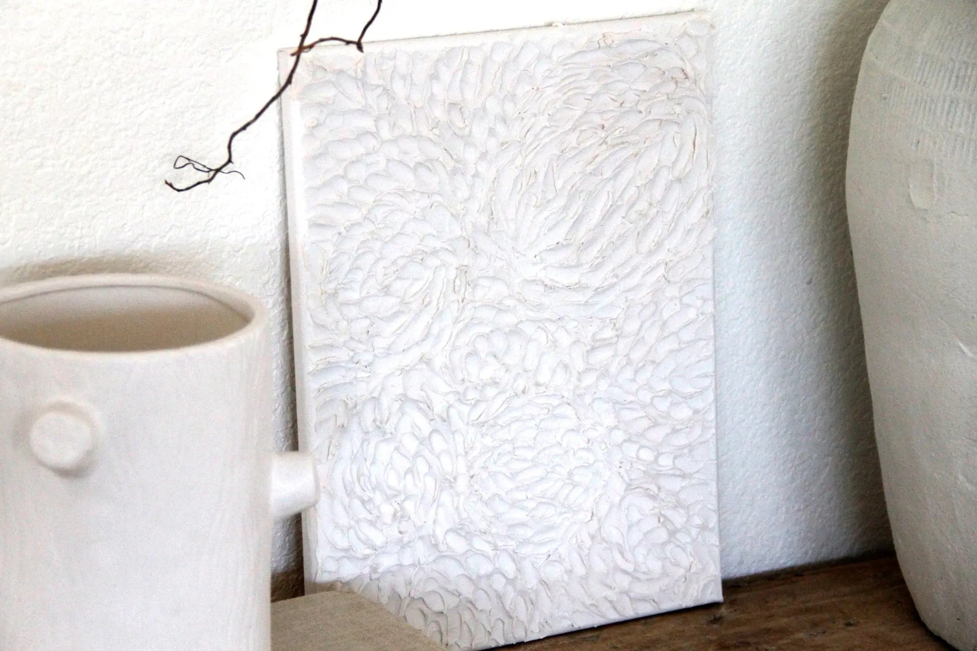Original White Mixed Media Wall Art | Swirl  Debra Hall Lifestyle