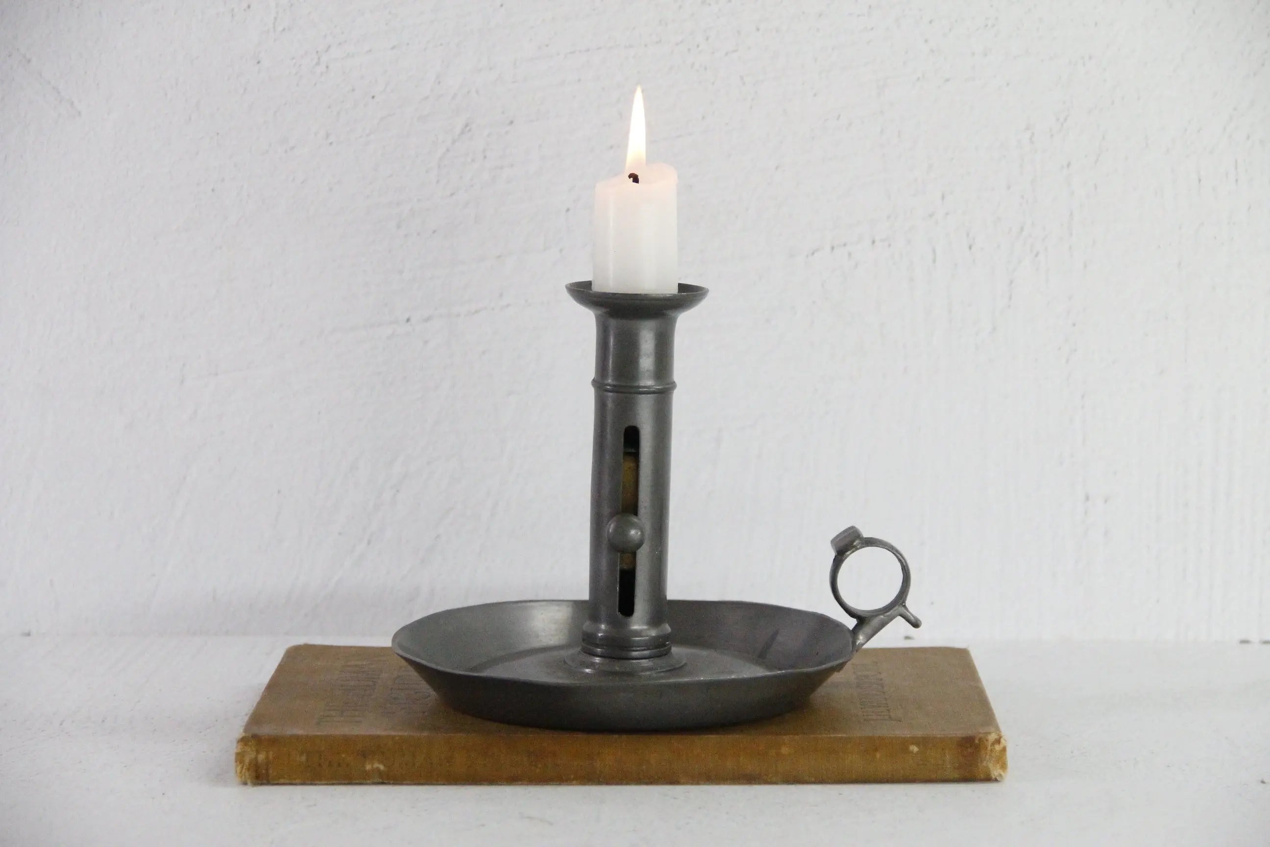 Pewter Chamber Stick Candle Holder | Large Antique Push Up  Debra Hall Lifestyle
