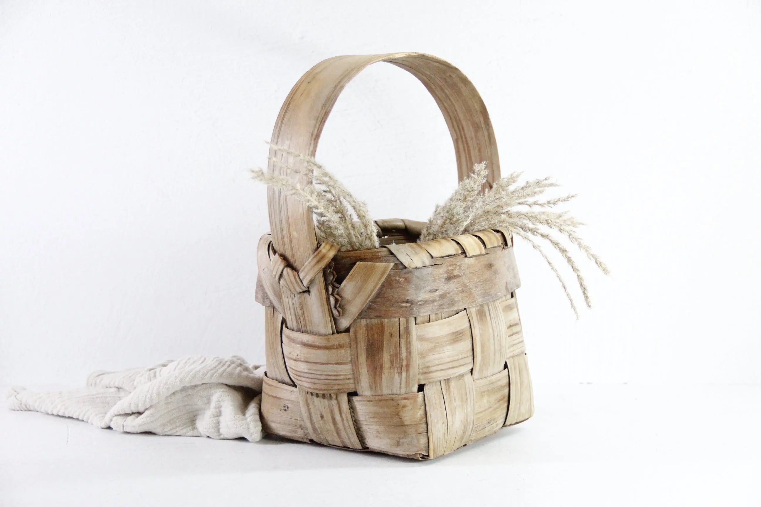 Primitive Basket | Antique Splint Gathering Basket  Debra Hall Lifestyle