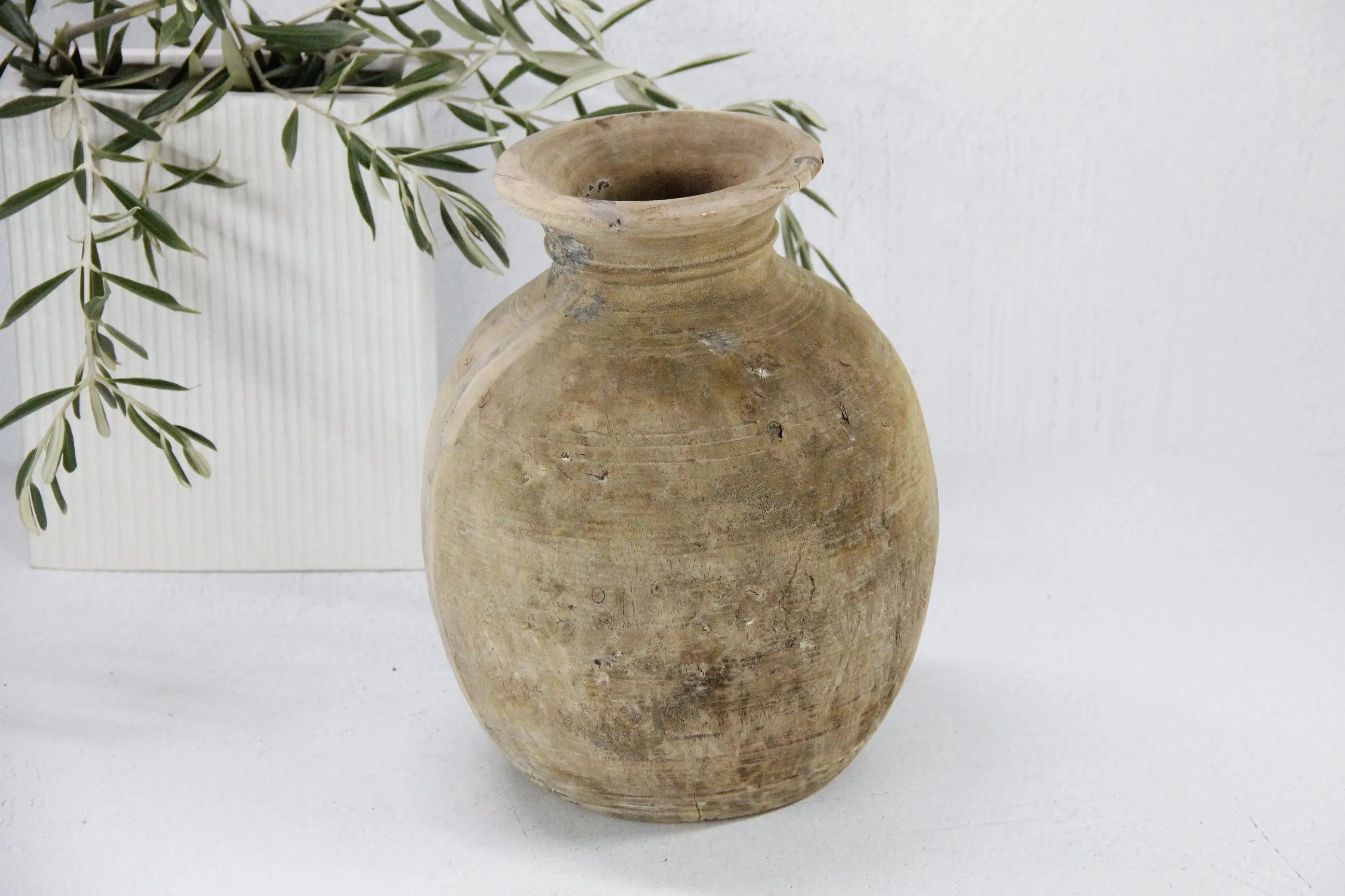 Rustic Wood Vase | Vintage Wabi-Sabi Vessel  Debra Hall Lifestyle