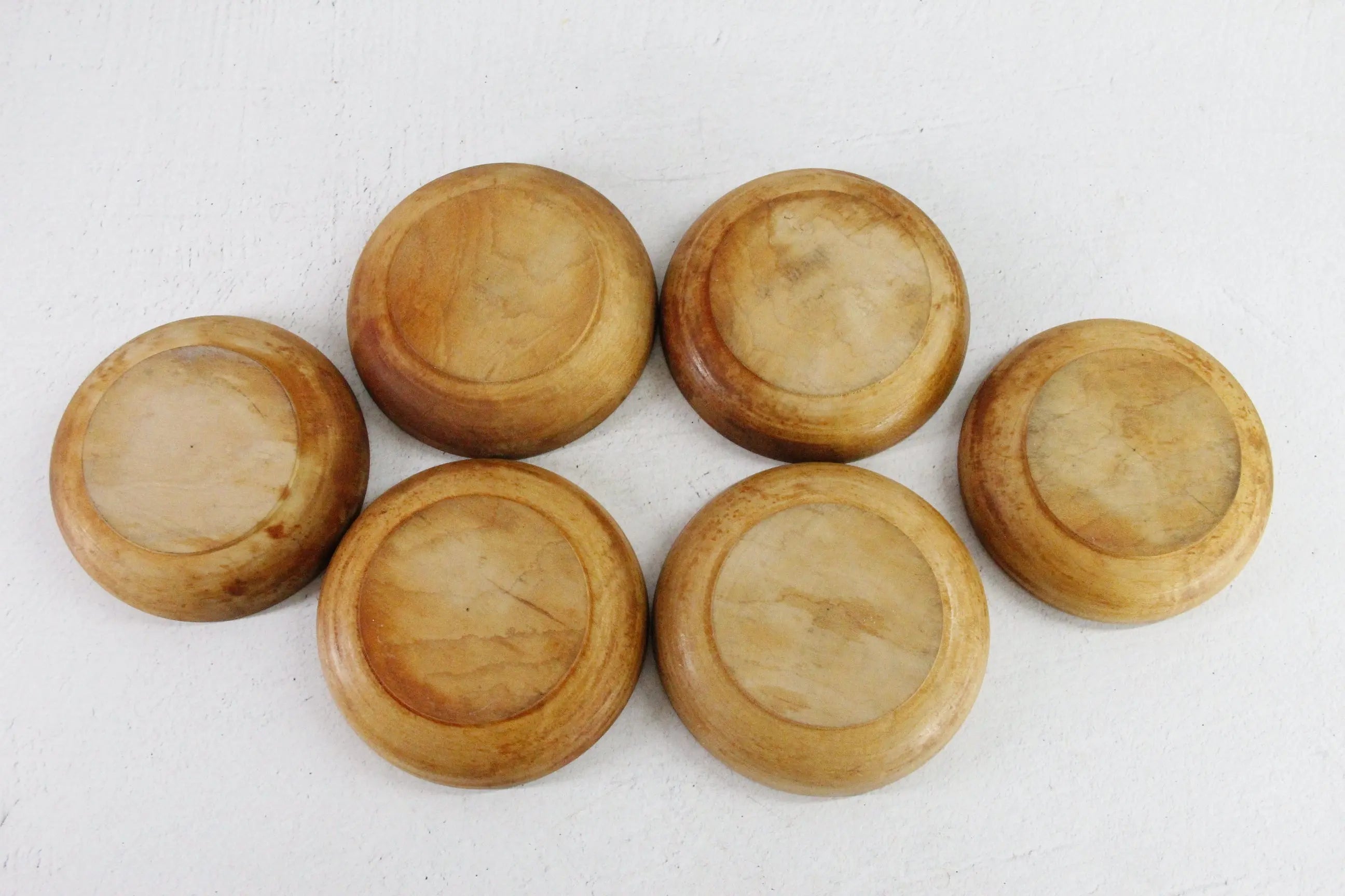 Teak Wood Bowl Vintage Set Hand Turned Mid-Century Small